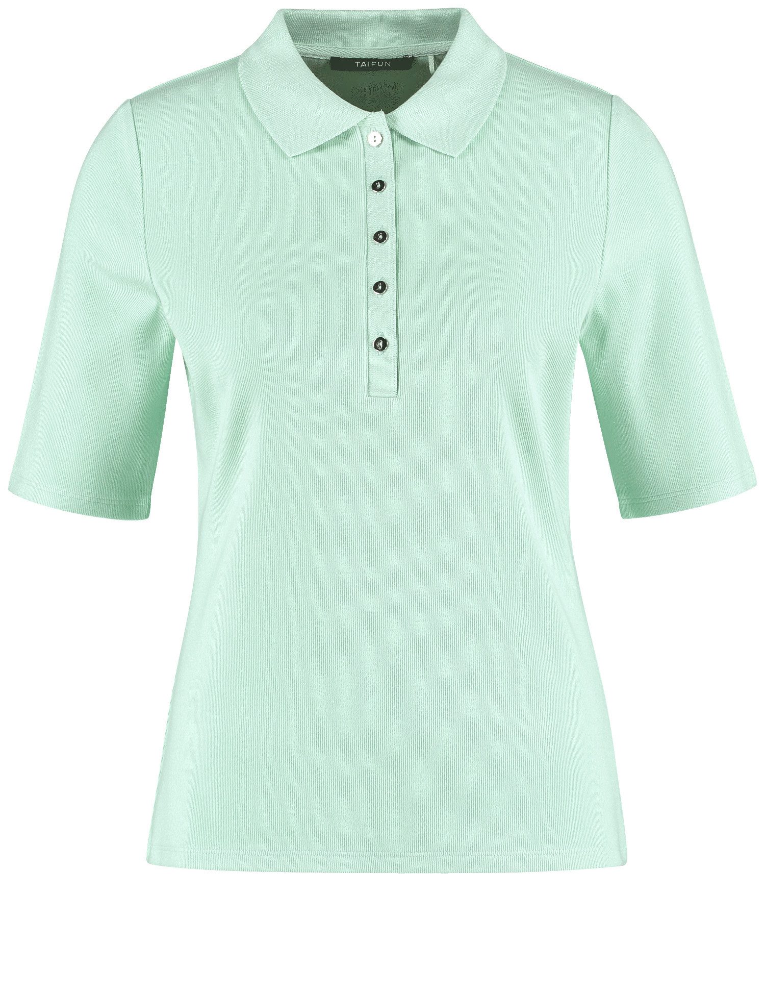 T-Shirt Poloshirt aus feinem Ripp-Jersey