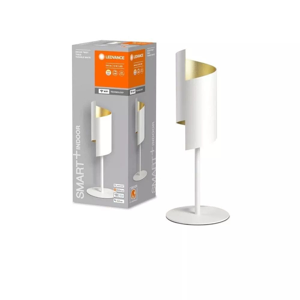 Ledvance LED-Leuchtmittel Smart+ WiFi Tischlampe Decor Twist, 1 St., EinstellbarWarm, Tageslichtweiß, Tischleuchte 12W Lampe Dimmbar Weiß