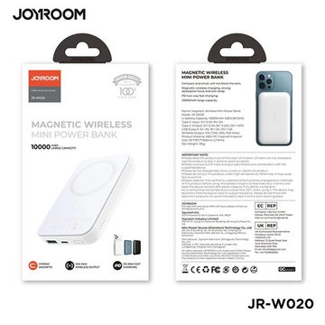 JOYROOM JR-W020 MagSafe kompatible Powerbank JR-W020 10000 mAh (5 V), Wireless Quick Charge Power Bank USB A und Type C Akku Pack Batterie