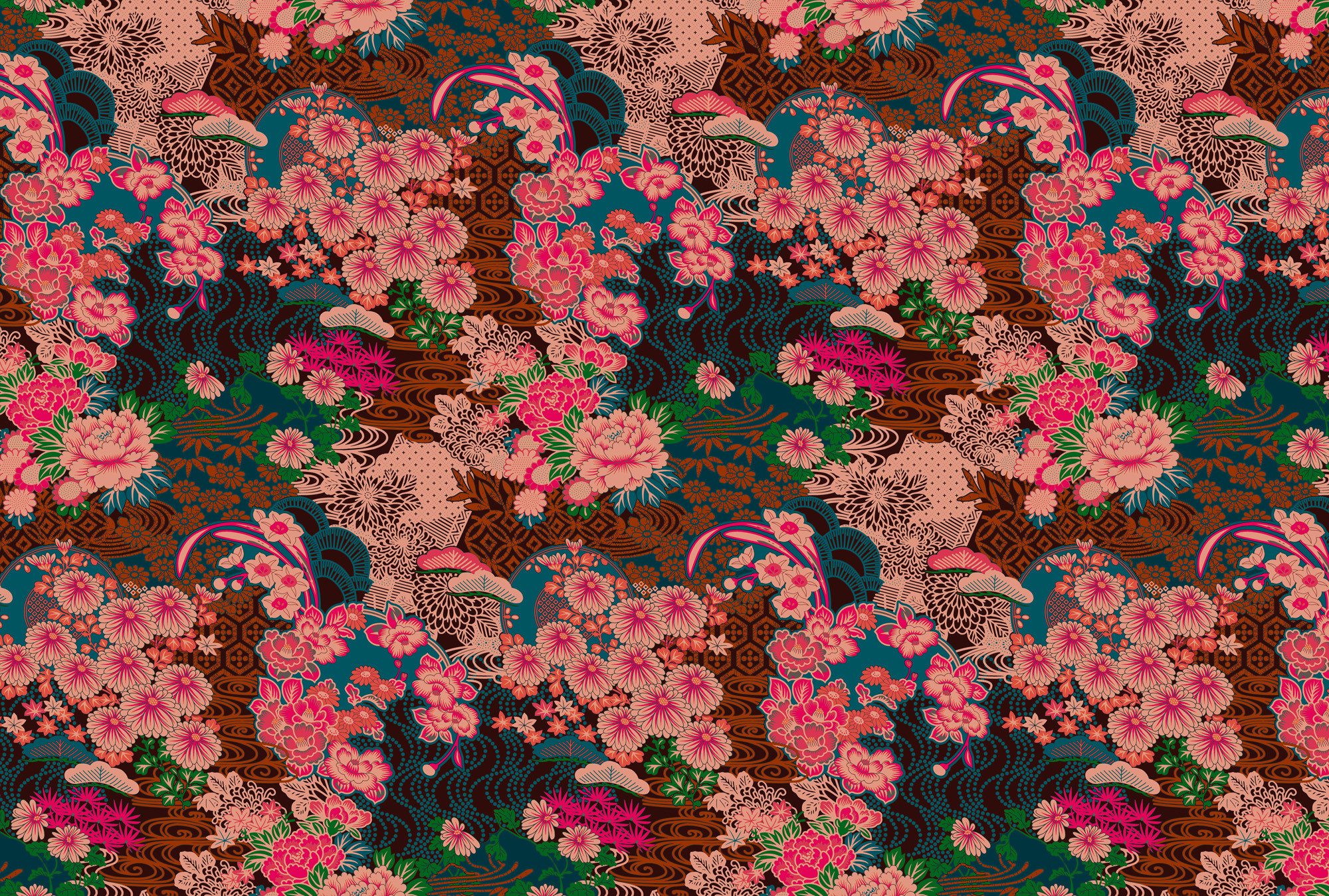 living walls Vliestapete Japanische Blüten-Tapete Exotische Mustertapete, glatt, matt, (1 St)