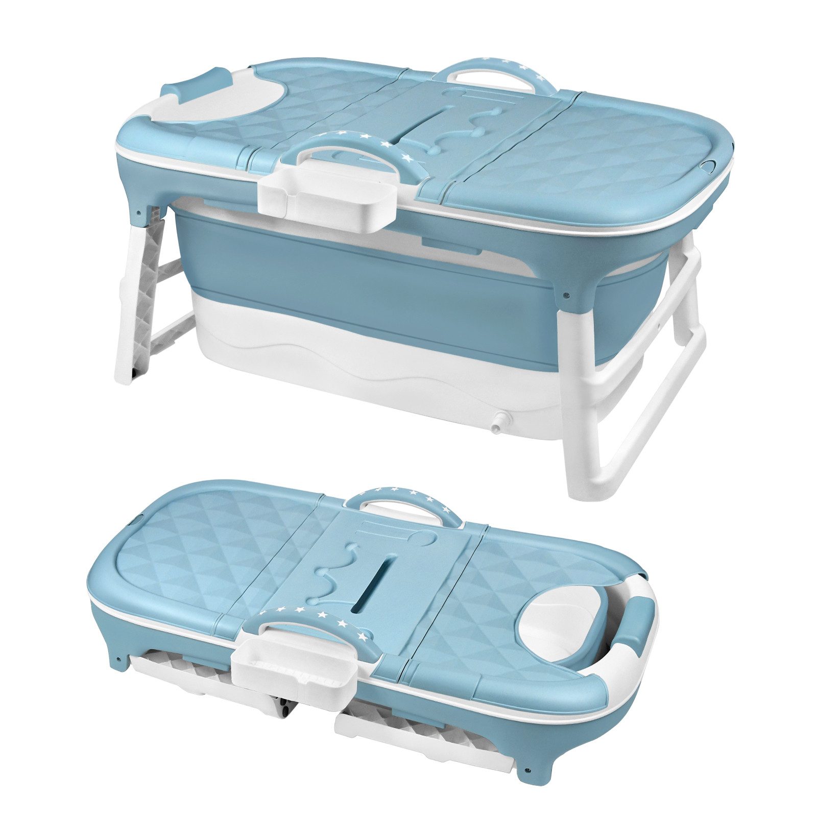 AUFUN Badewanne Dicker Badewanne Faltbare Badewanne für Erwachsene und Kinder, (118 x 60 x 53 cm, 128 x 60 x 53 cm, 148 x 60 x 53 cm), Blau, Kunststoff Tragbare Klappbadewanne, für Badezimmer SPA