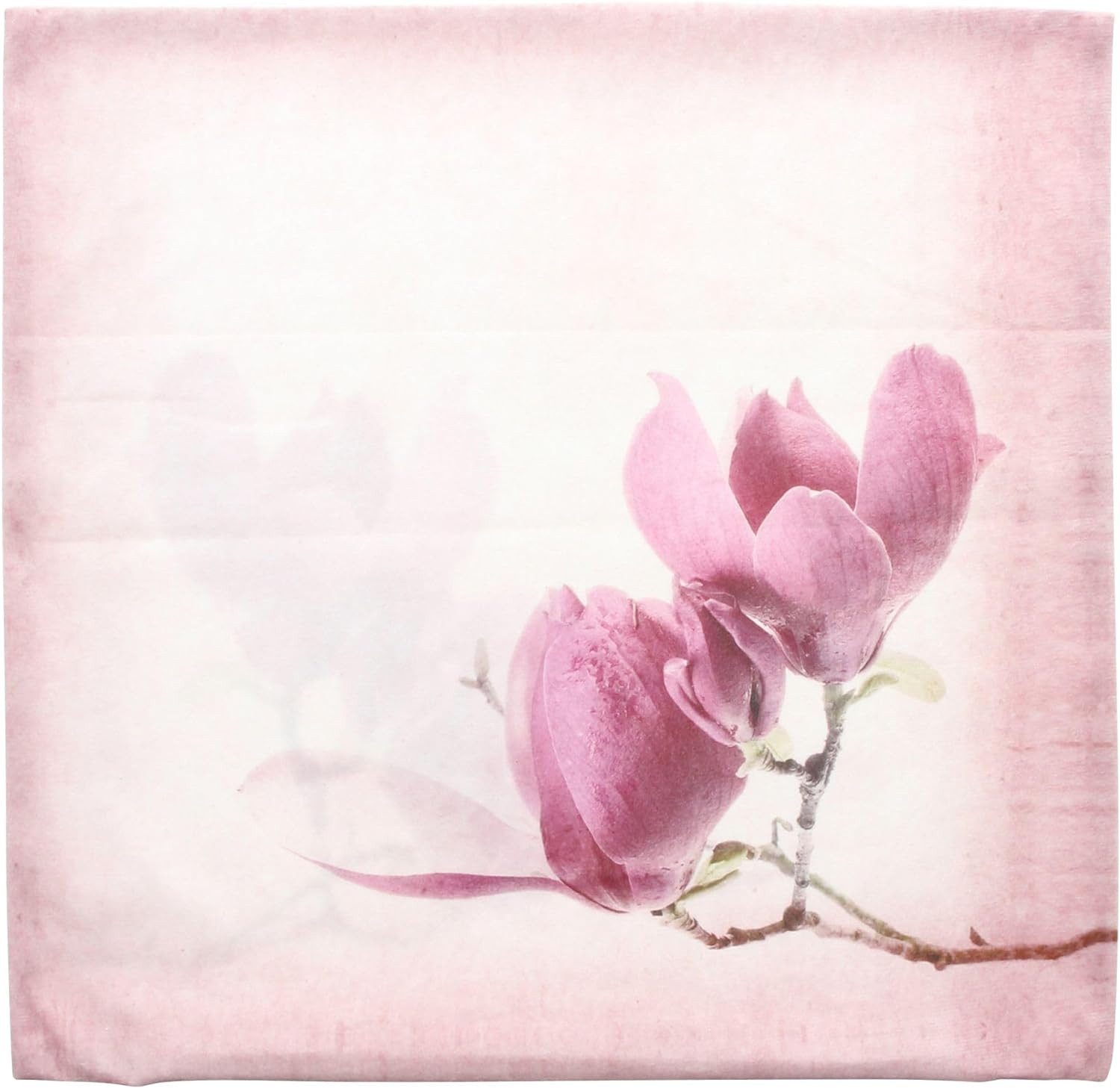 Dekoleidenschaft Kissenhülle "Tulpenmagnolie" in Samt Optik, rosa, 45x45 cm, Kissenbezug Sofakissen, Couchkissen Bezug, Zierkissenhülle, Kuschelkissen Dekikissen Hülle
