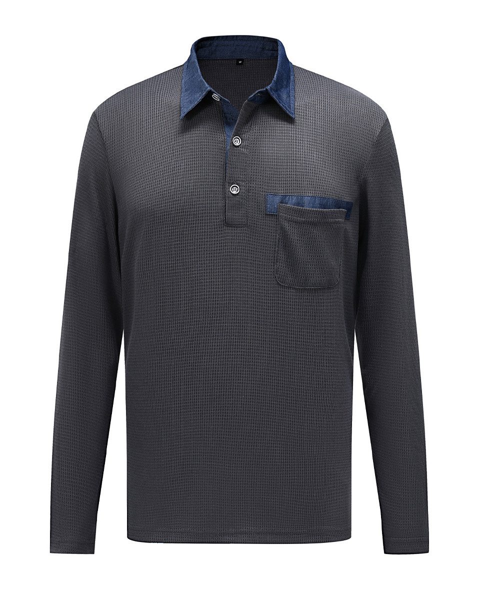 Allthemen Poloshirt Herren langarm Poloshirt mit Brusttasche Polohemd mit K günstig online kaufen