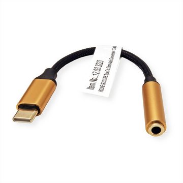 ROLINE GOLD Adapter USB Typ C - 3,5mm Audio, ST/BU Audio- & Video-Adapter USB Typ C (USB-C) Männlich (Stecker) zu Klinke 3,5 mm, 3-polig Stereo (Mini-Klinke) Weiblich (Buchse), 13.0 cm