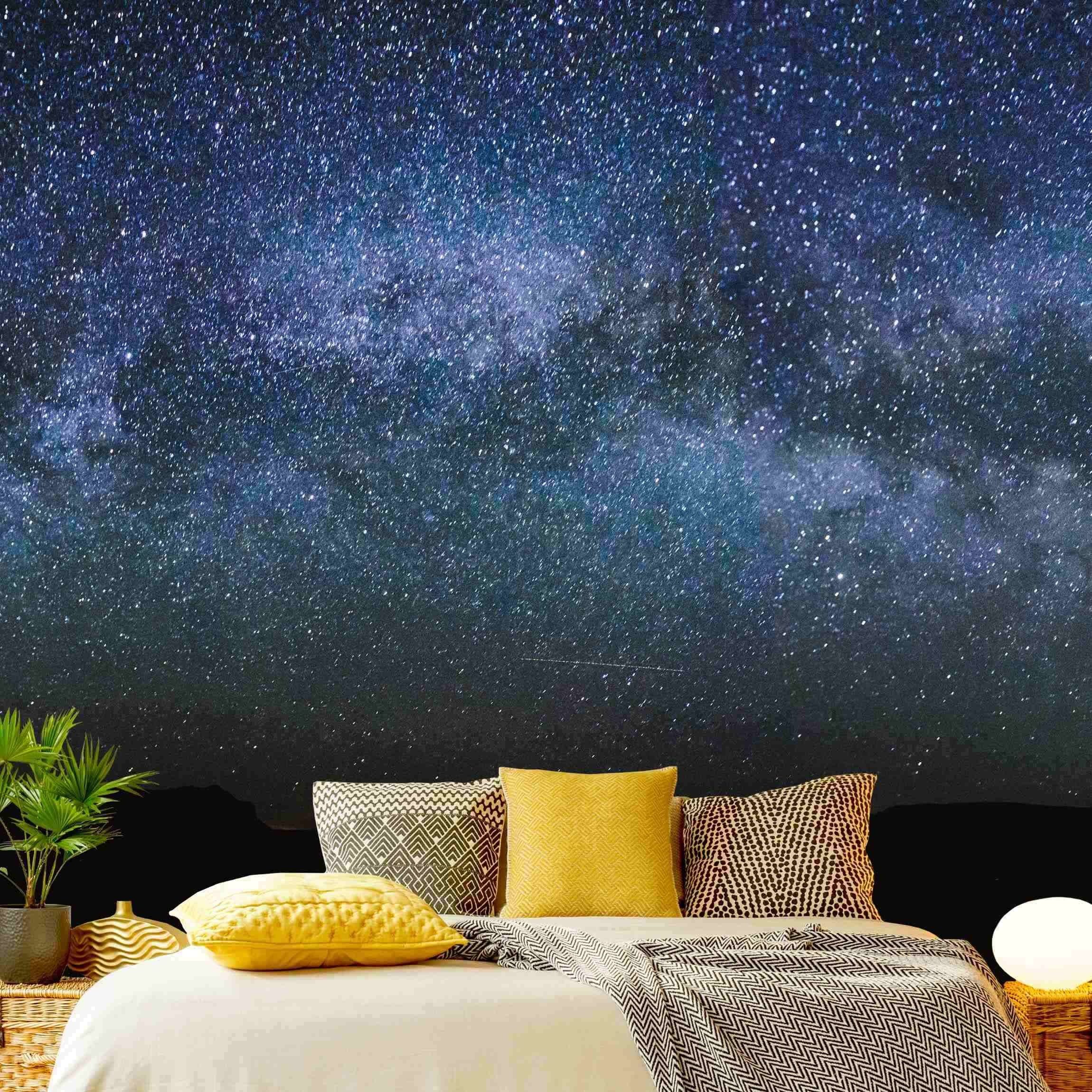 Bilderdepot24 Fototapete Natur Leuchtende Sternenhimmels Weltall Weltraum Nachthimmel, Glatt, Matt, (Vliestapete inkl. Kleister oder selbstklebend), Wohnzimmer Schlafzimmer Küche Flur Motivtapete Vliestapete Wandtapete