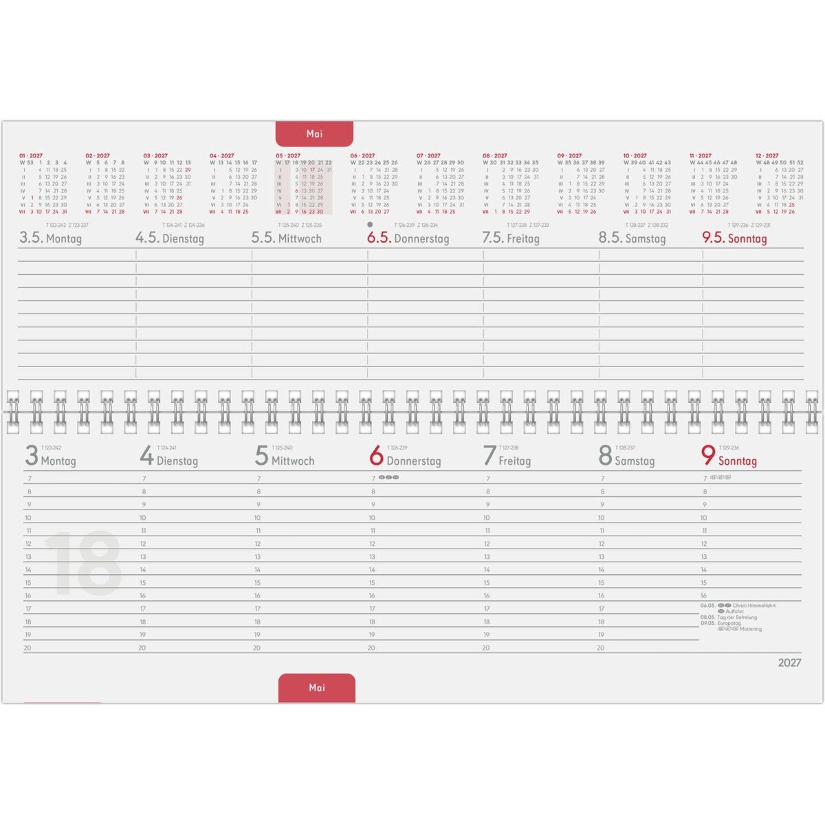ZETTLER Schreibtischkalender Tischquerkalender 114 Profi 29,7x10,5cm 1 Woche/2 Seiten schwarz 2027