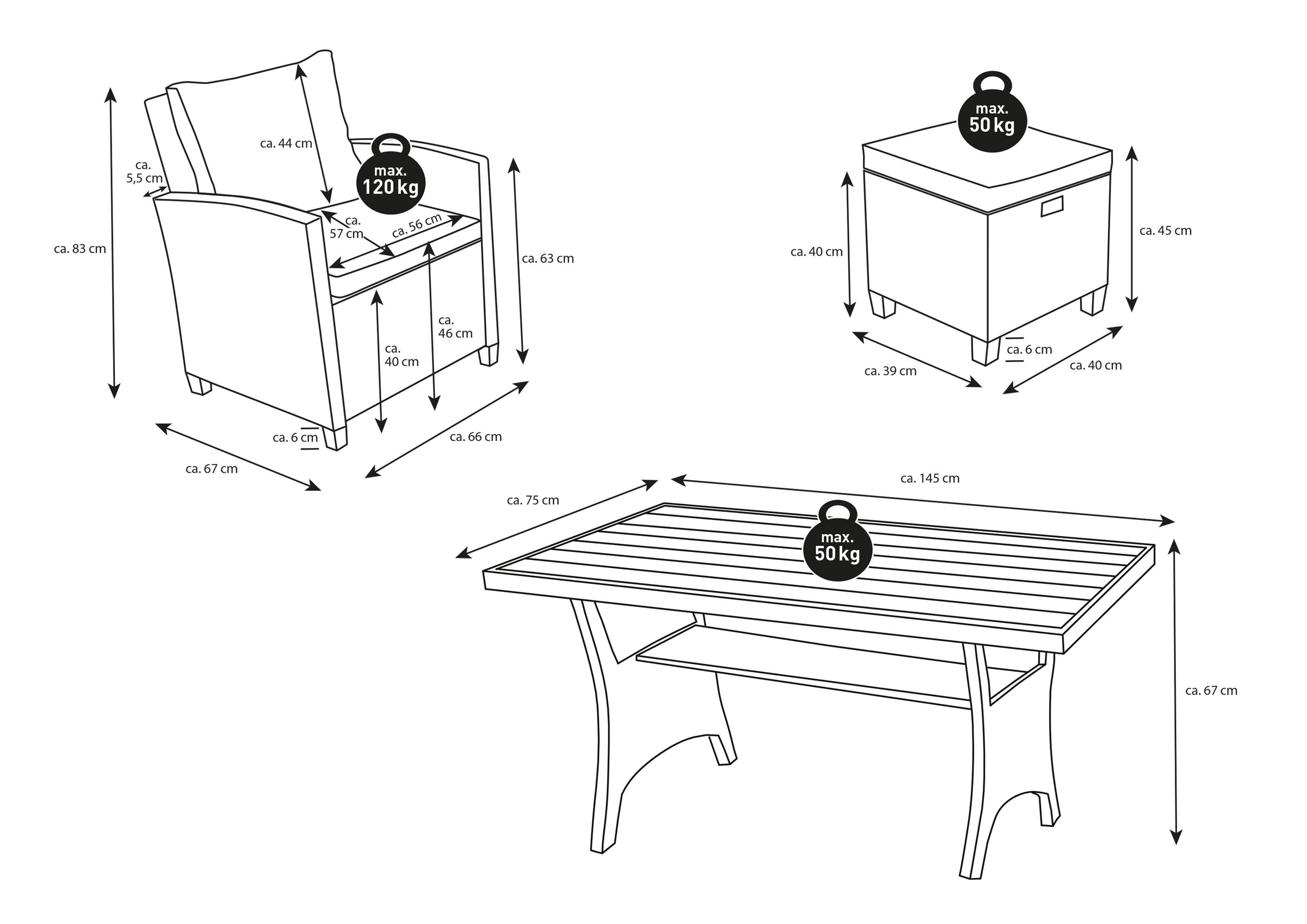 bellavista - Home&Garden® Set 6-tlg) braun/beige, Gartenmöbel Rattan (Set, Gartenlounge-Set Madeira Ecklounge