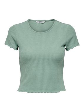 ONLY T-Shirt Only Damen Basic T-Shirt Crop-Top OnlEmma Rundhals kurz-arm Rüschen