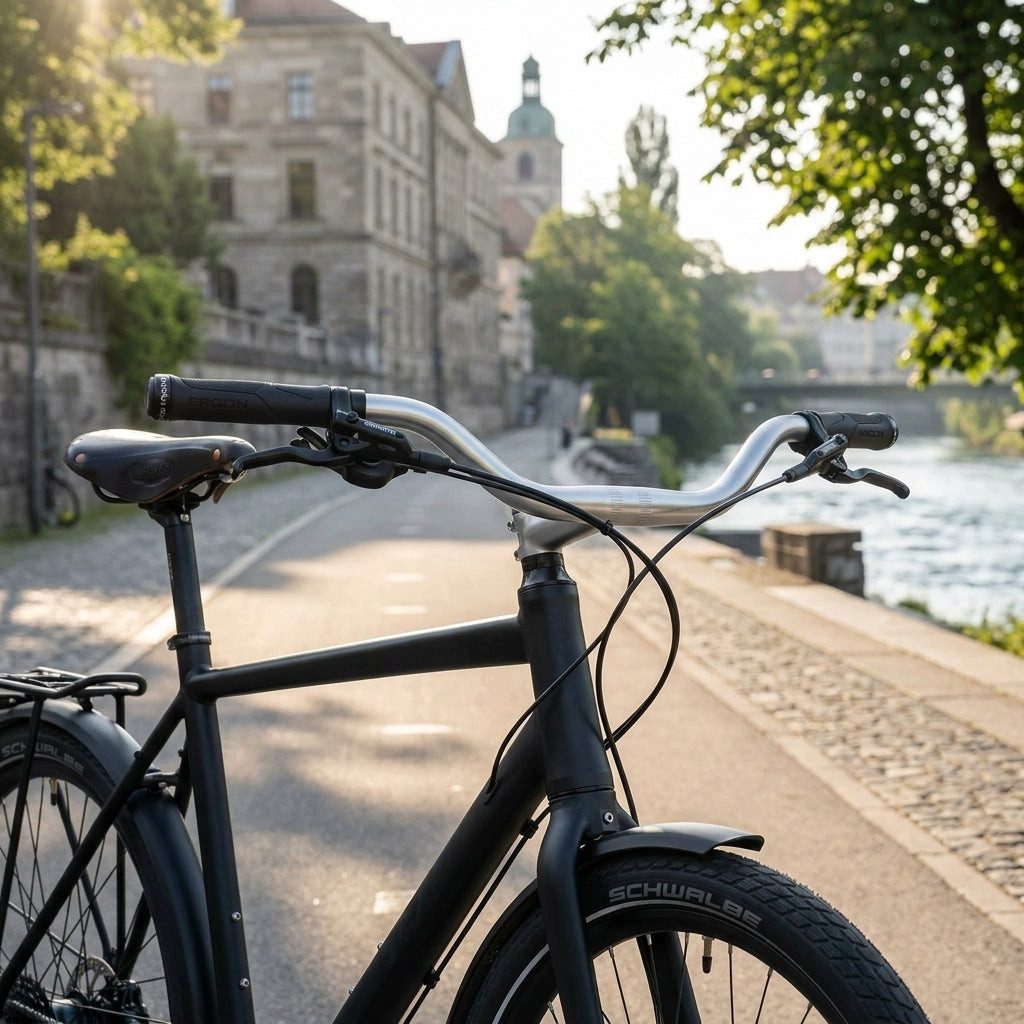 Ergotec Fahrradlenker Ergotec Lenkerbügel Cruiser Alu, Ø 25,4mm, 590mm,silber/eloxiert,52°