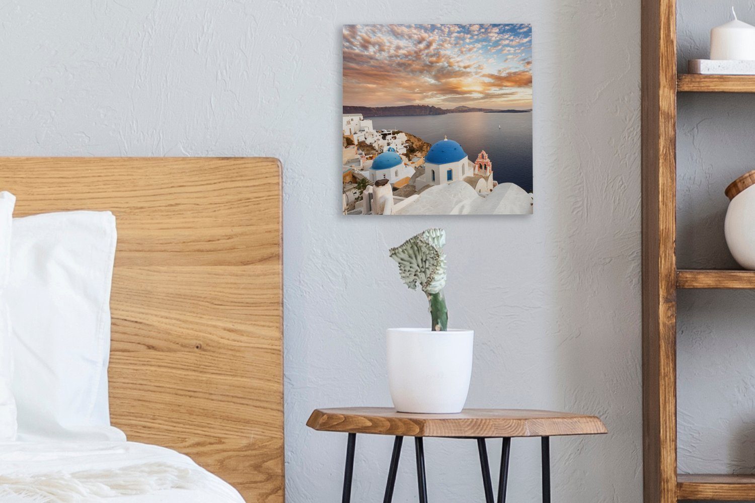 Bilder in Wohnzimmer dem Wasser Schlafzimmer Sonnenaufgang St), OneMillionCanvasses® Leinwandbild für Oia über (1 Griechenland, Leinwand