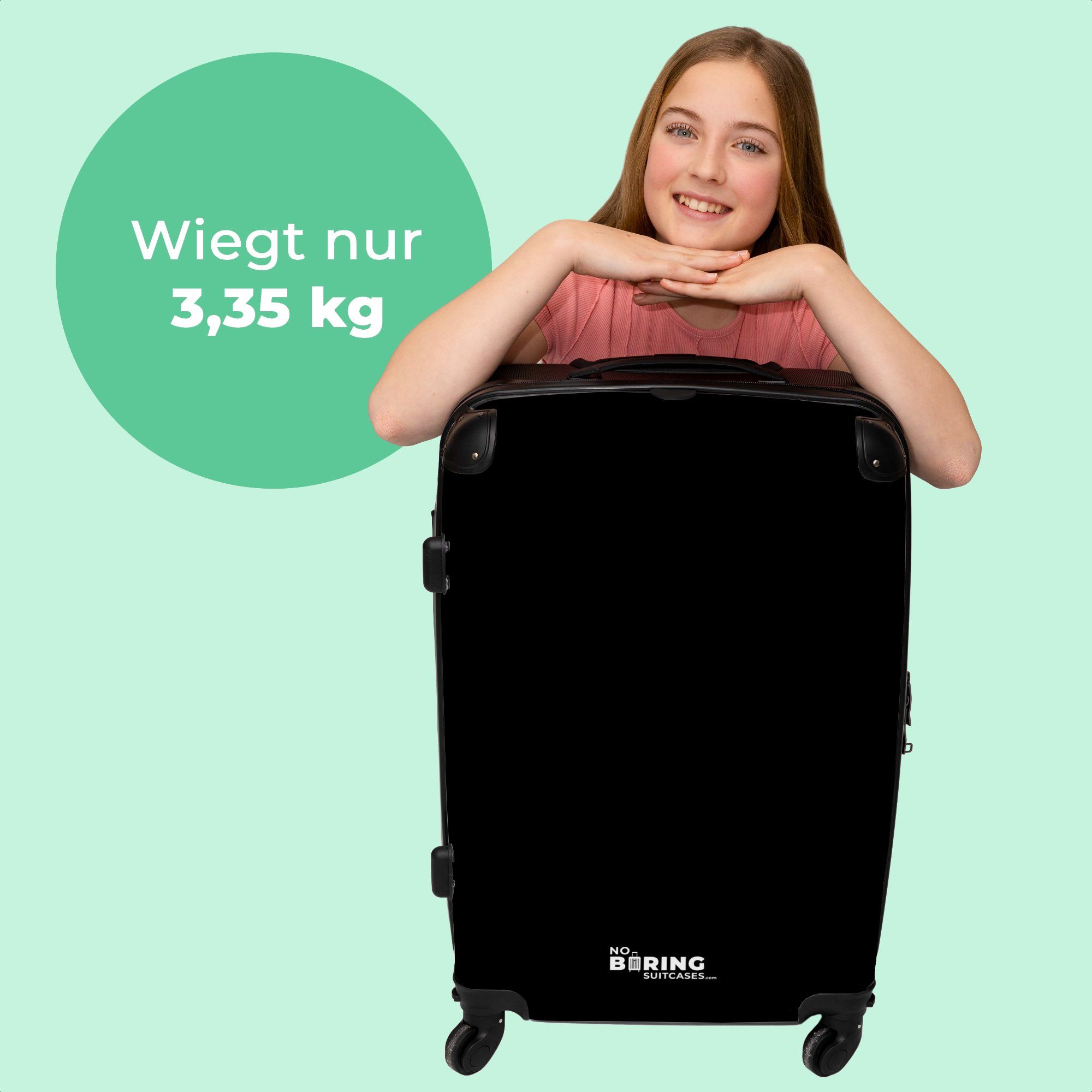 67x43x25cm 4 Schwarz Rollen, 4 Rollen Koffer mit Reisekoffer NoBoringSuitcases.com© Große - einfarbig, - Trolley Rollkoffer Aufgabegepäck