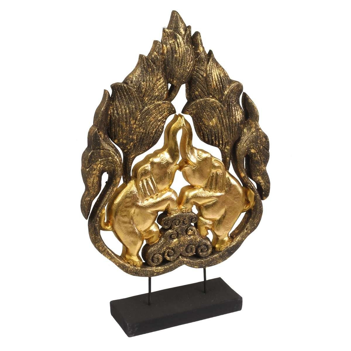Oriental Galerie Dekofigur Handarbeit in traditionelle Elefantenpaar St), Herstellung (1 Schwarz im Ursprungsland Gold Skulptur