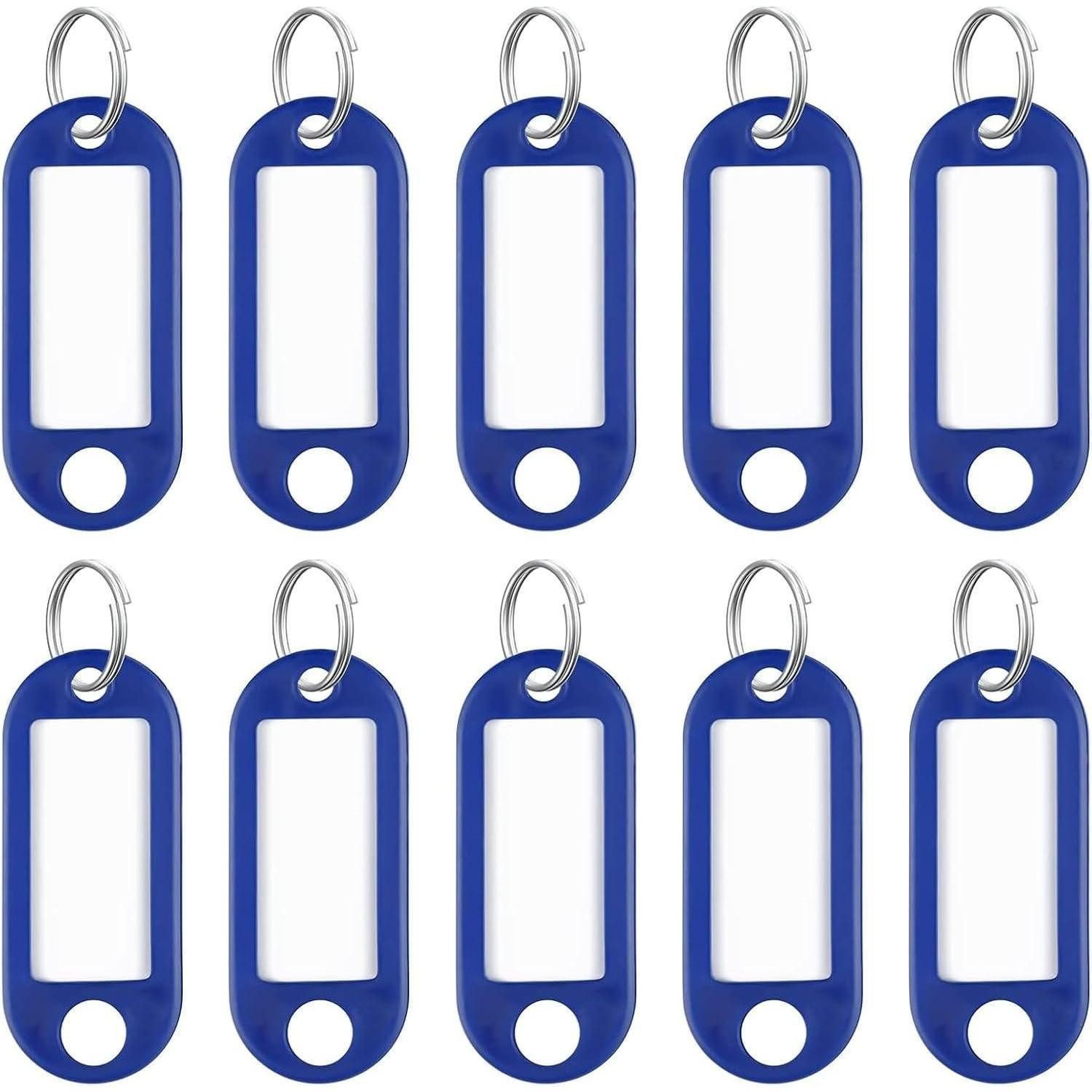 Schlüsselanhänger Schlüsselanhänger Kunststoff Blanko Etiketten Ringe Blau 10 Pack