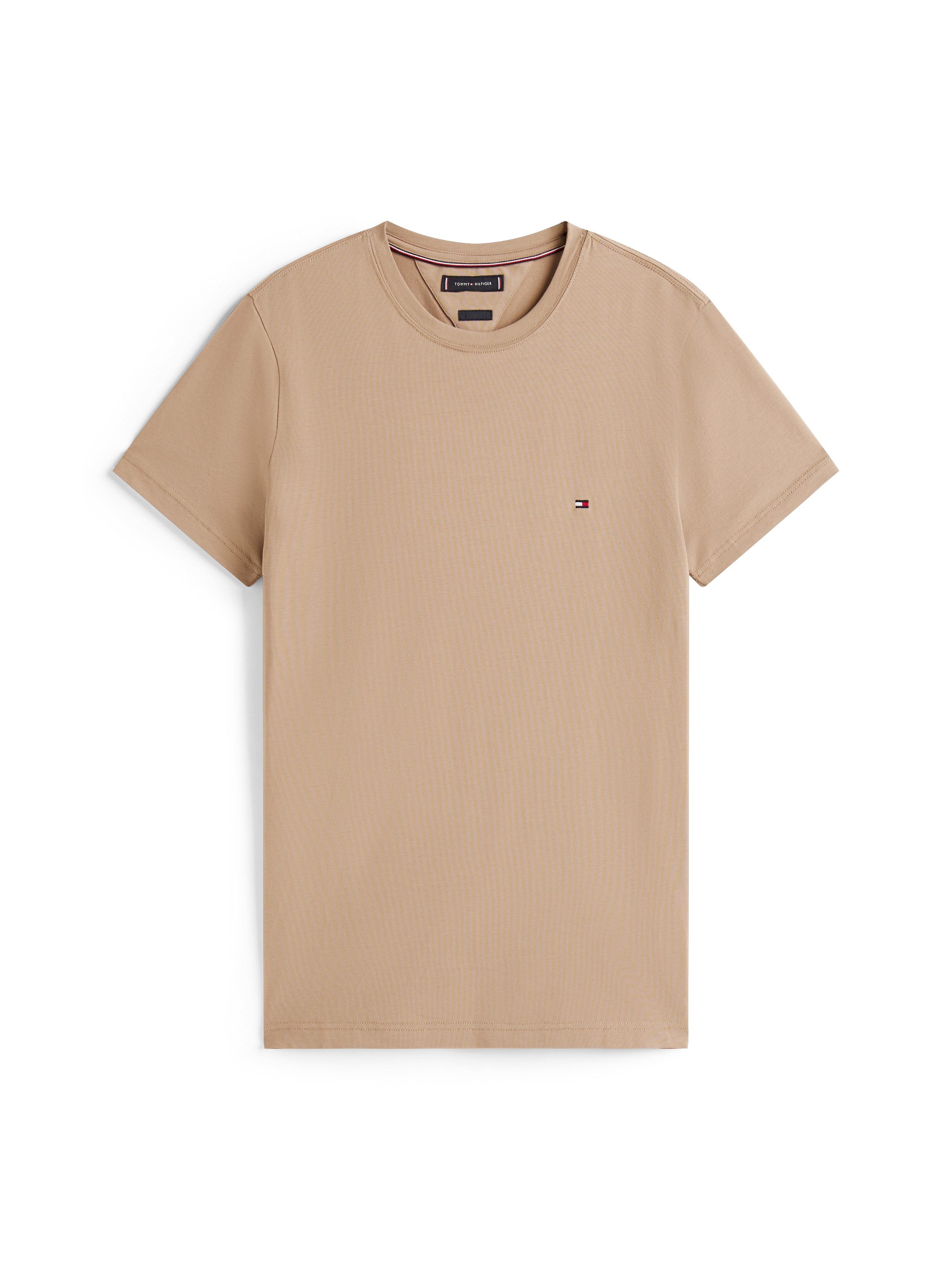 Tommy Hilfiger T-Shirt STRETCH SLIM FIT unifarben, casual, slim fit, Baumwollmix, Rundhals – Bild 4 von 5