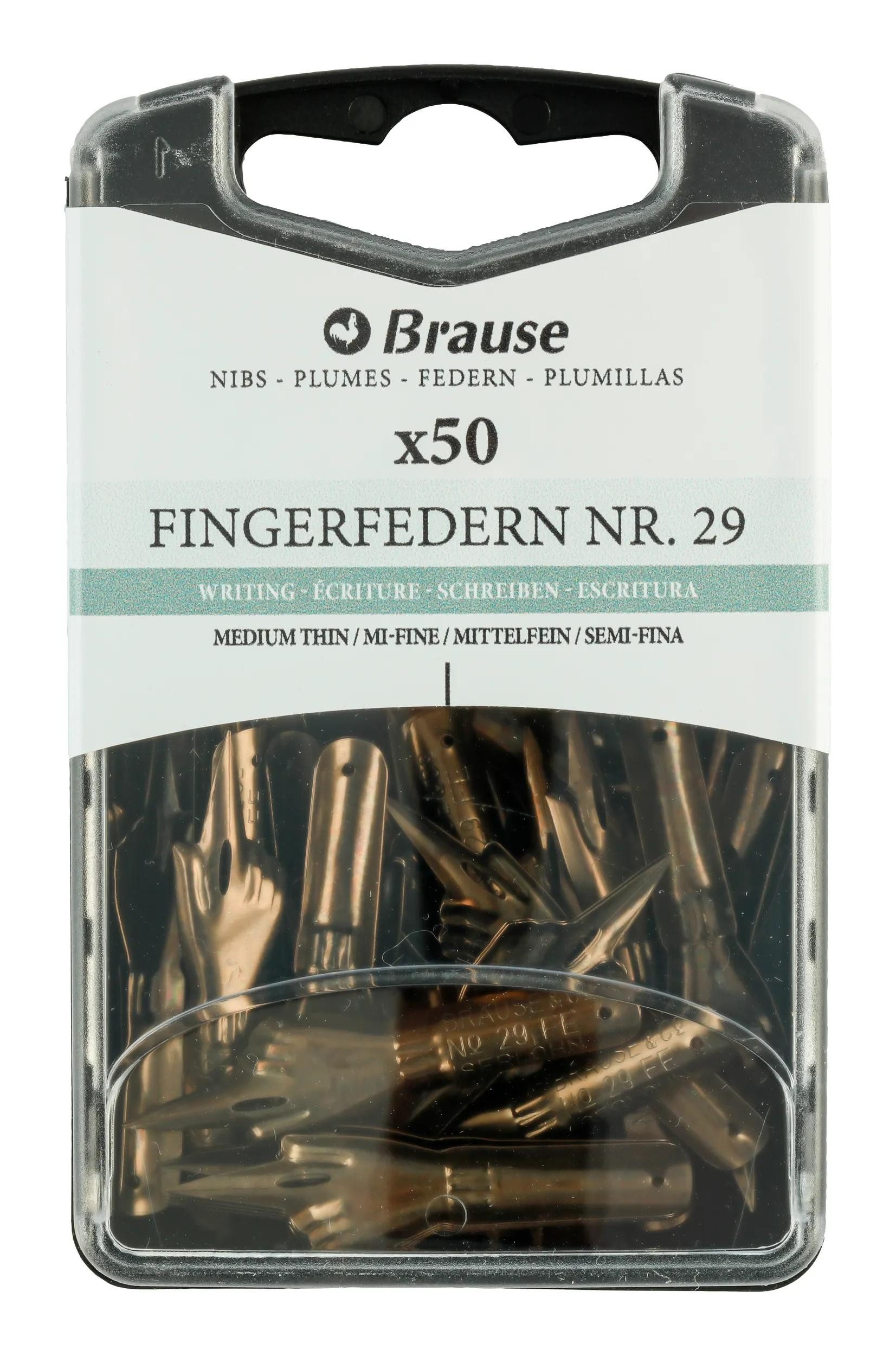 Brause Kalligraphie-Stift Schachtel mit 50 Schreibfedern Fingerfeder 29B, BRAUSE