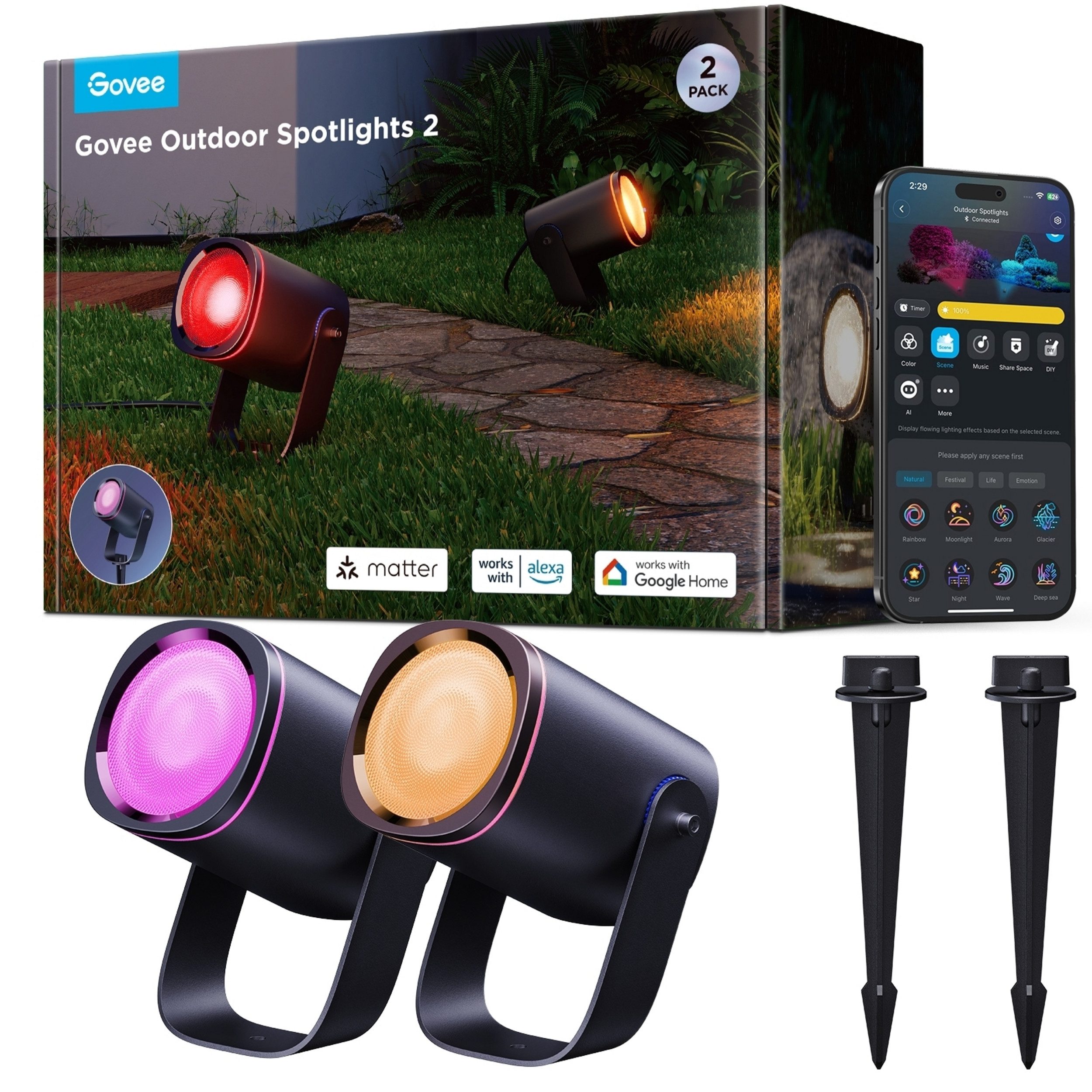 Govee Govee RGBICWW Außenstrahler Smarte Lampe