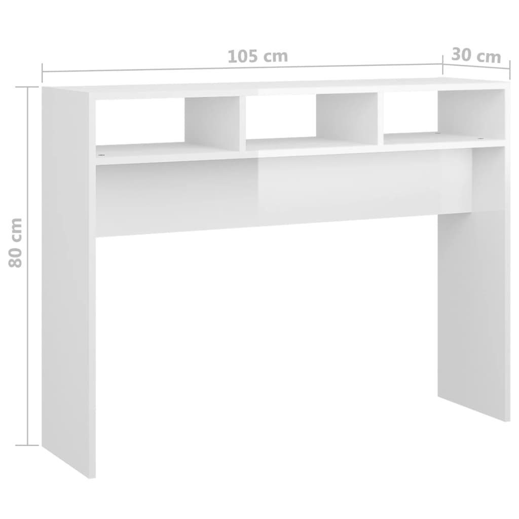 Holzwerkstoff Beistelltisch cm (1-St) Konsolentisch 105x30x80 Hochglanz-Weiß furnicato