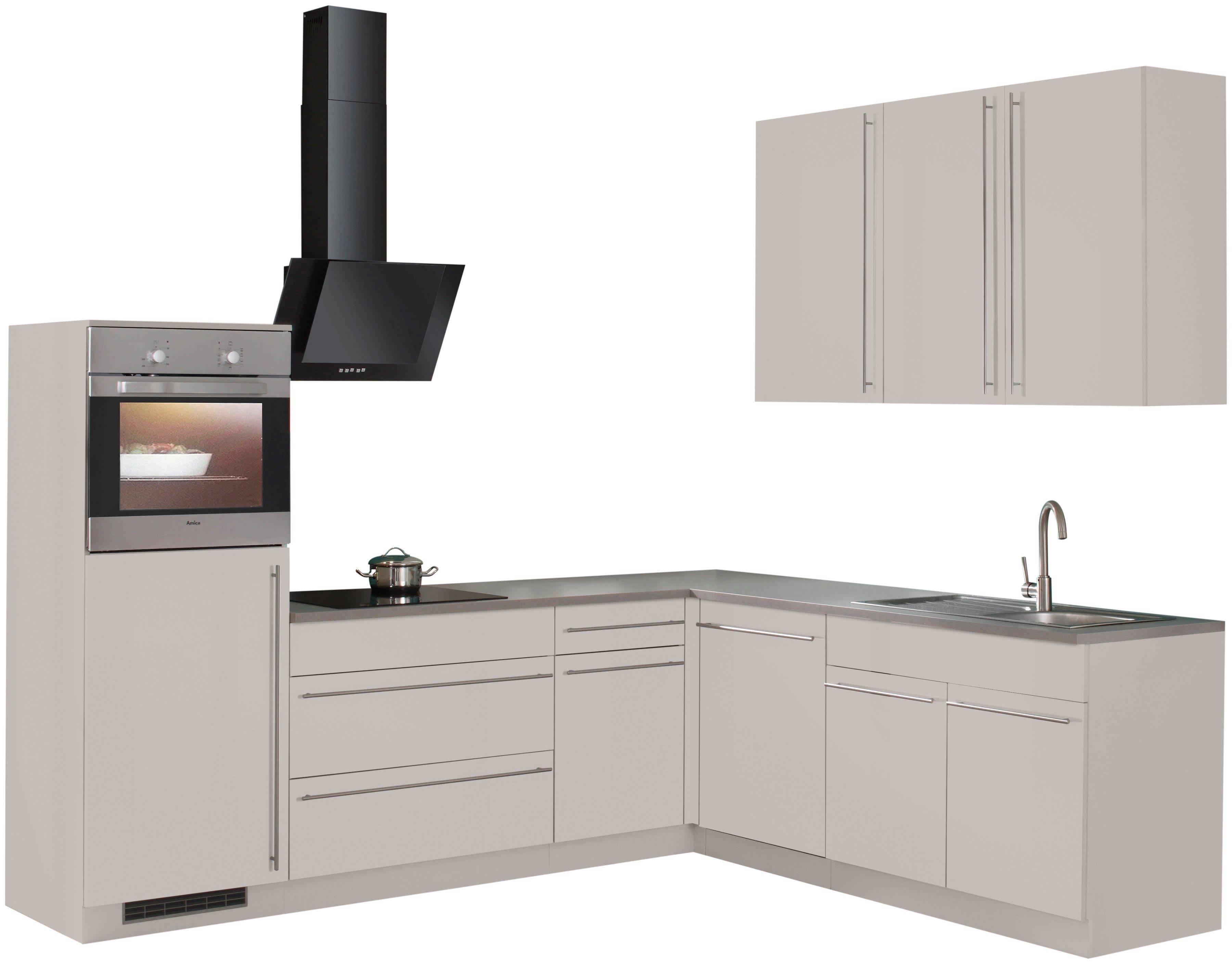 wiho Küchen Winkelküche Chicago, mit E-Geräten, 260 x 220 cm