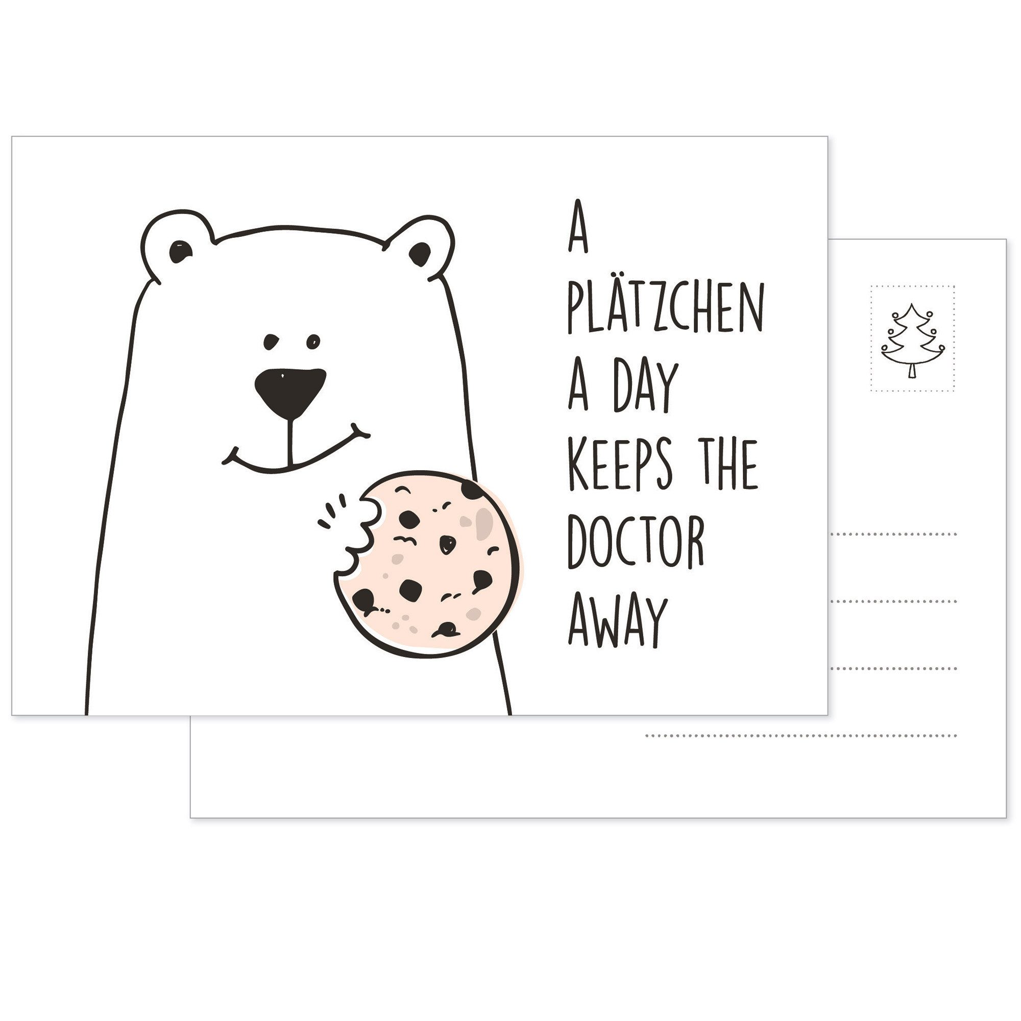 Bow & Hummingbird Postkarte Postkarte A Plätzchen a day, 100 % Recyclingpapier