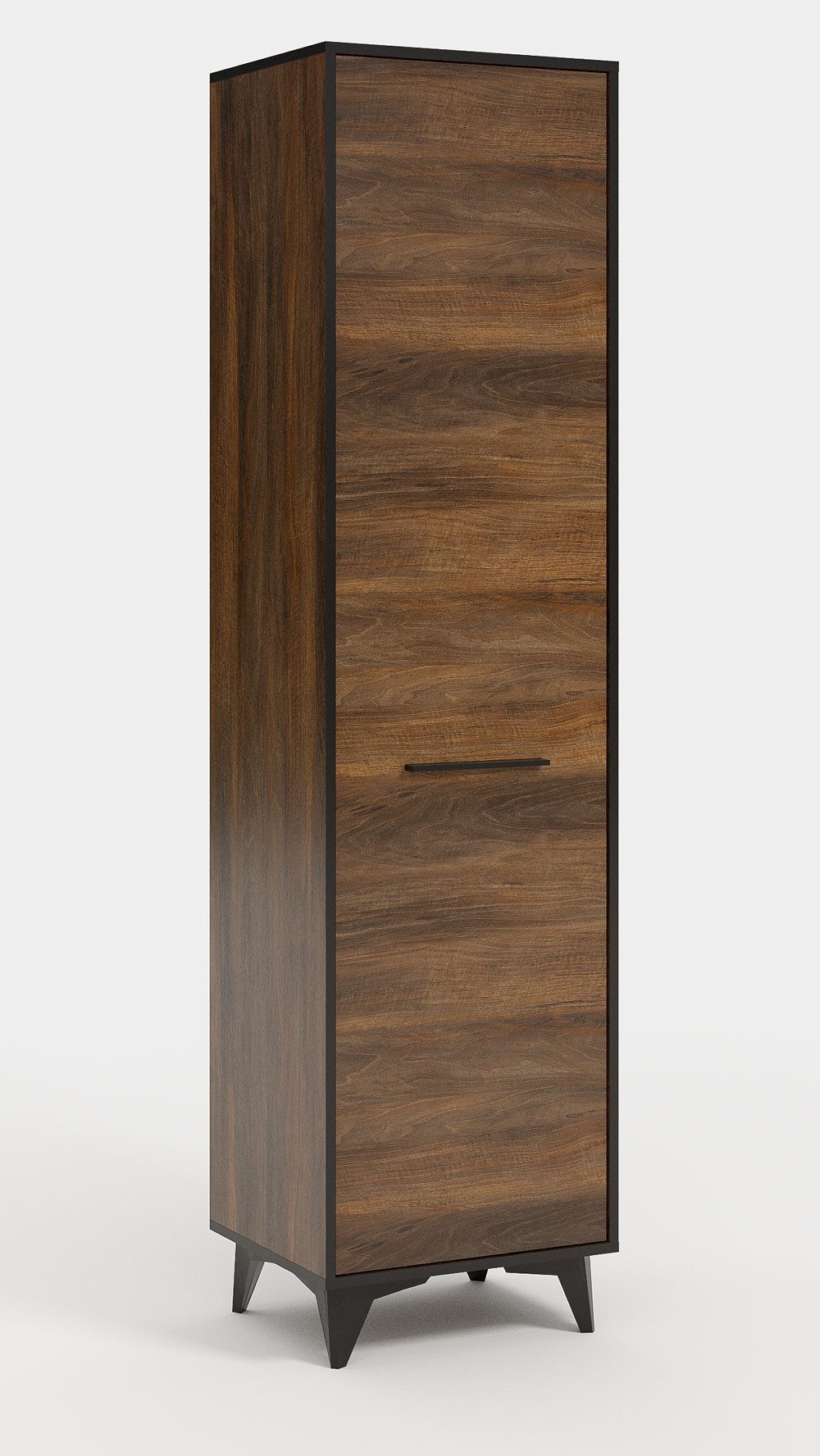 Feldmann-Wohnen Stauraumschrank Frida (mit Tür, mit Einlegeböden, 1-St., moderne Optik, mit Tür, mit Einlegeböden) 47x40x185cm Shirin walnuss / schwarz
