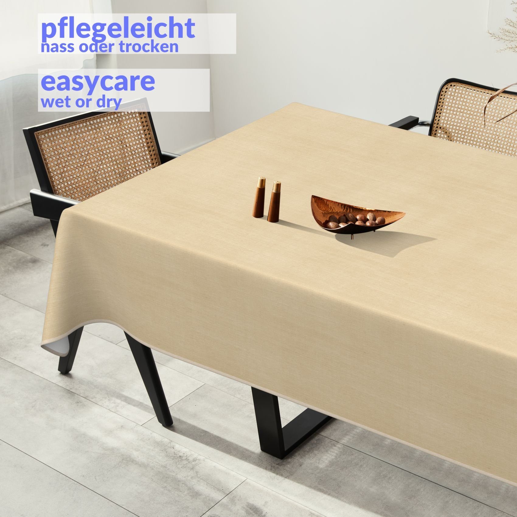 ANRO Tischdecke Chick&Charme Wachstuchtischdecke Garatentischdecke, Saum mit 140x140cm wasserabweisend Prägung