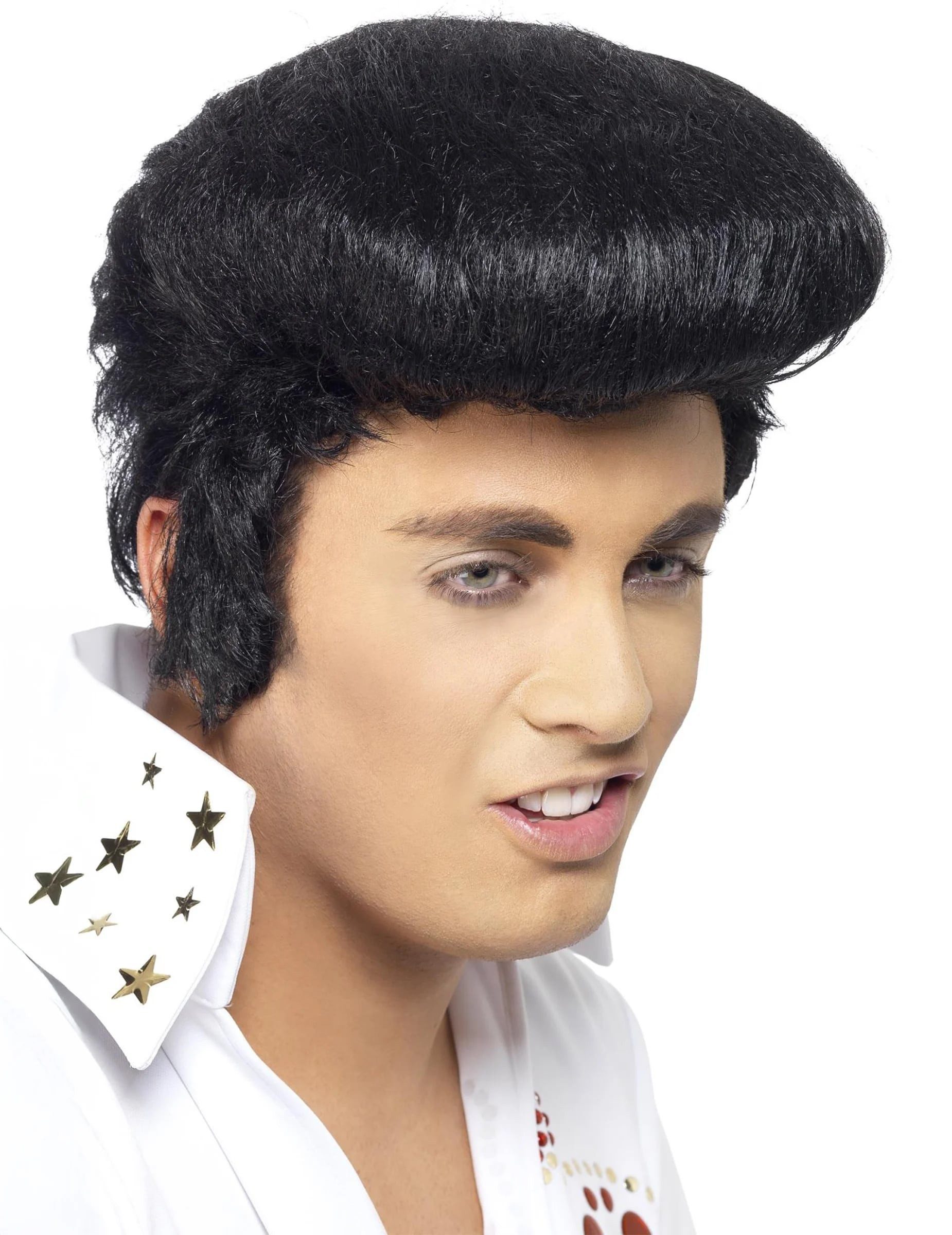 Kostüm Elvis Perücke Deluxe schwarz