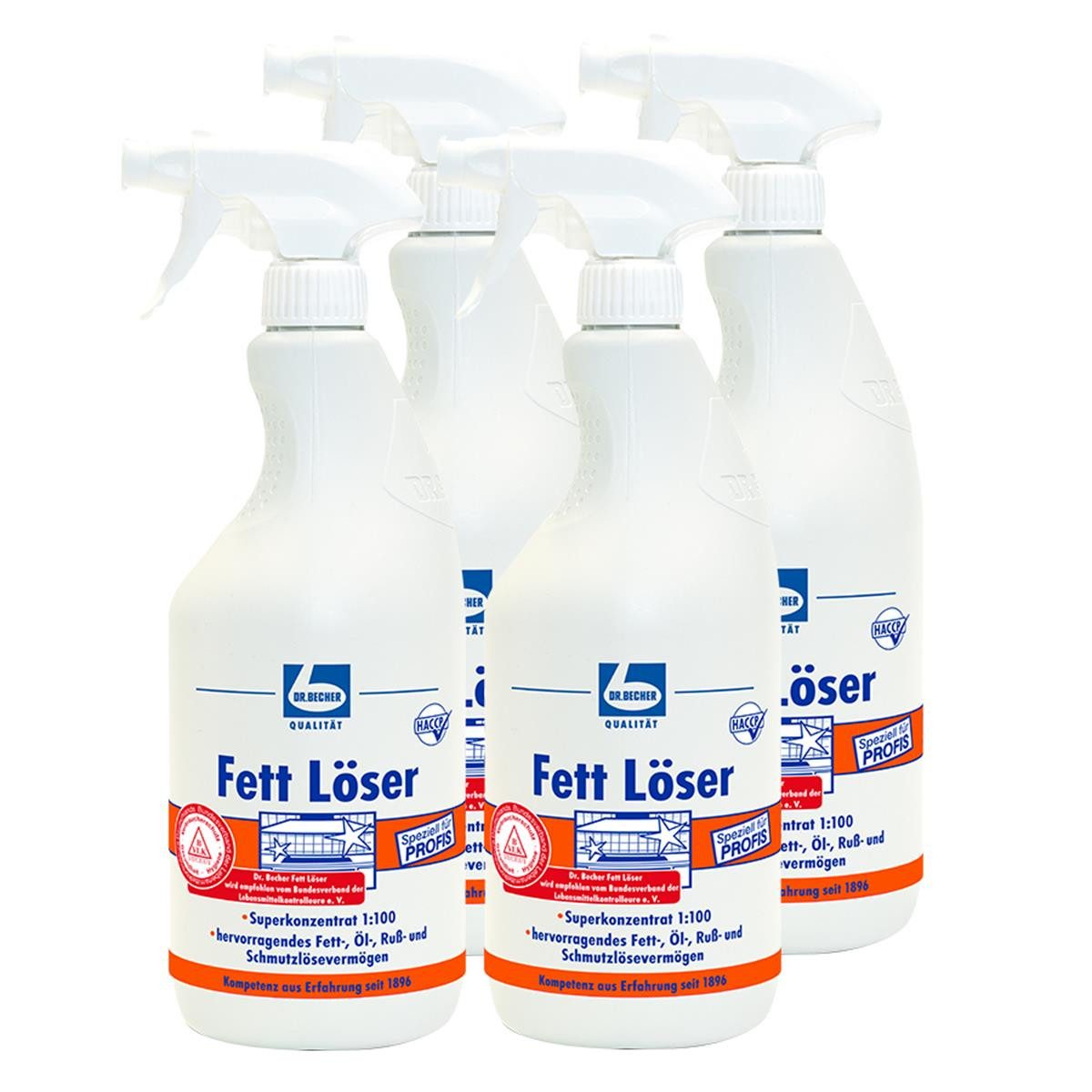 Dr. Becher Dr. Becher Fett Löser 1L hochwirksamer Öl- und Fettlöser (4er Pack) Spezialwaschmittel