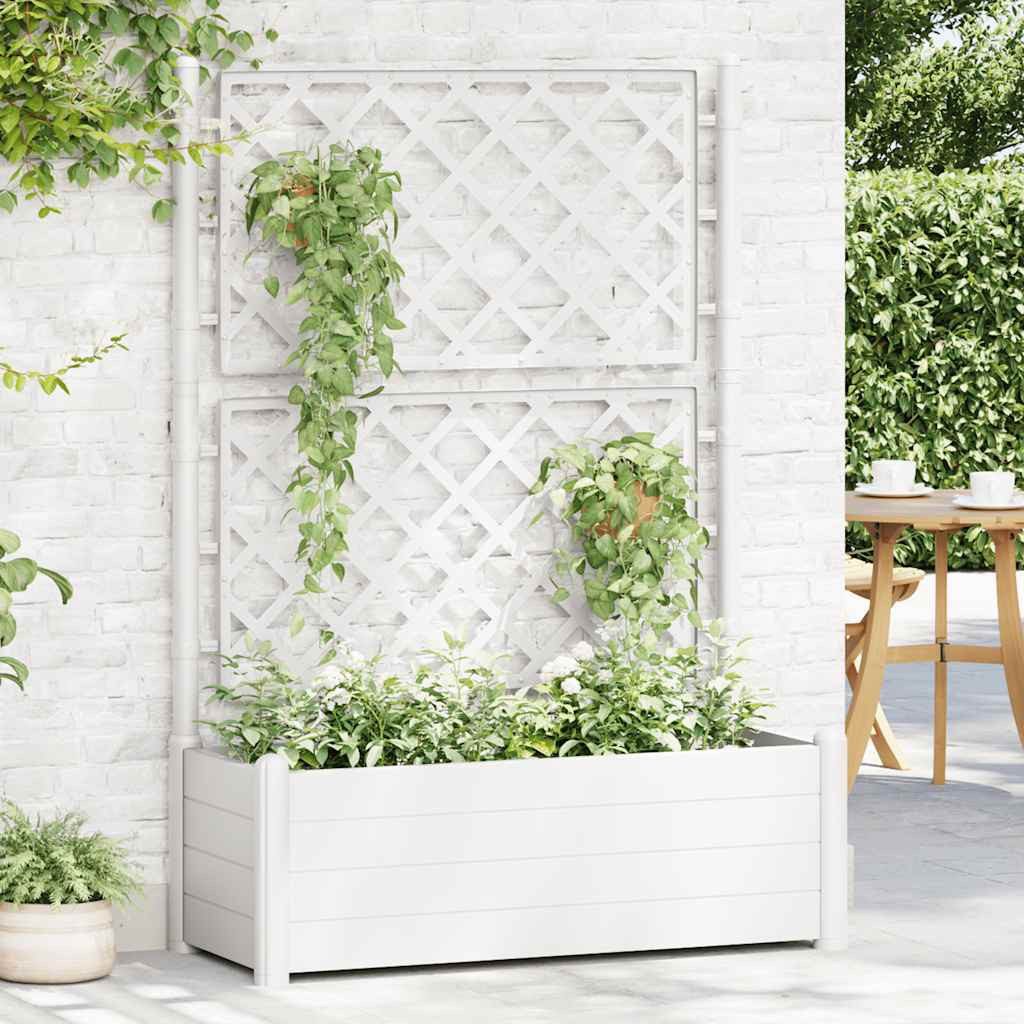 vidaXL Blumentopf Pflanzkübel mit Spalier 100x43x142 cm PP Weiß (1 St)