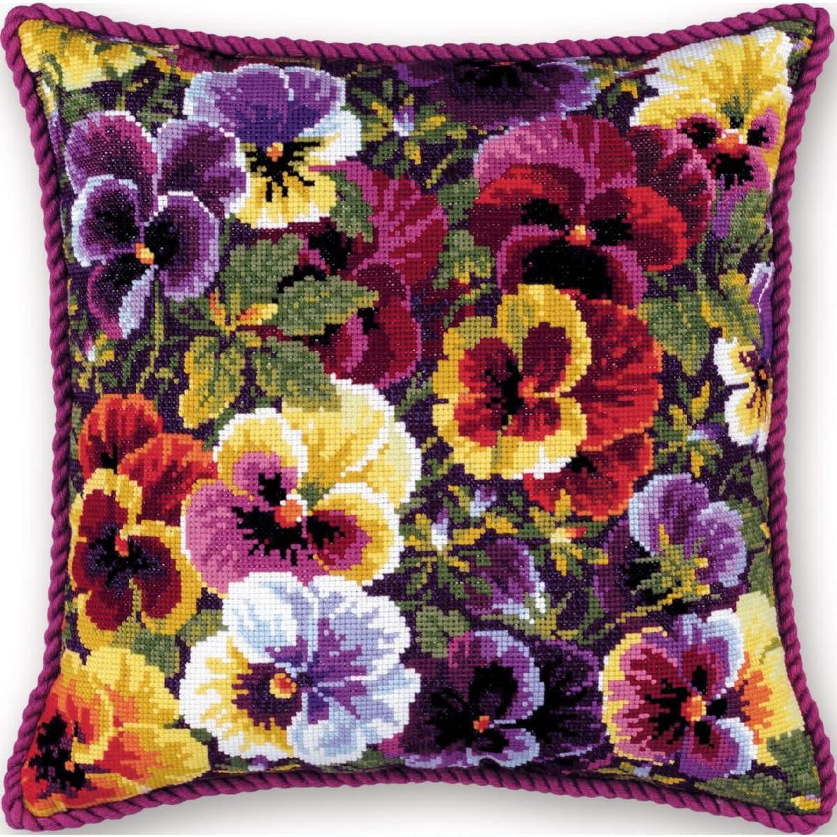 Riolis Kreativset Riolis Kreuzstich Kissen Set "Königliche Stiefmütterchen", Zählmuster, (embroidery kit by Marussia)