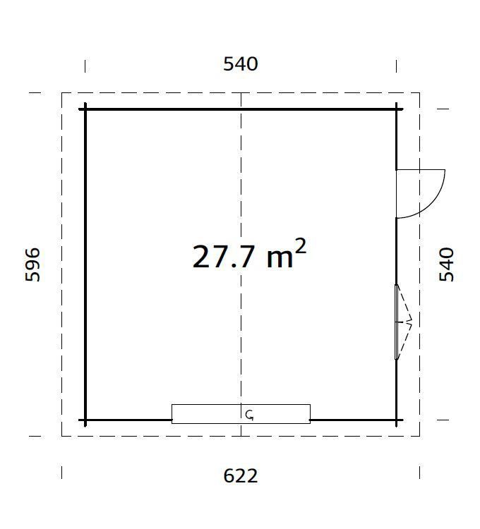 Palmako Garage Roger, BxTxH: naturbelassen cm, mit 622x596x312 Sektionaltor