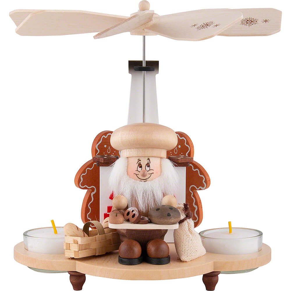 Christian Ulbricht Weihnachtspyramide 1-stöckige Pyramide Mikrowichtel Bäcker natur (19,5cm) von Christian U