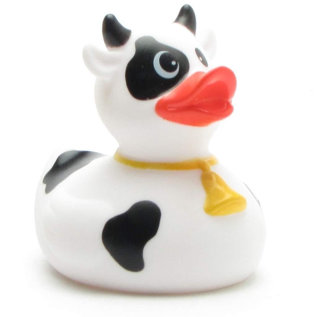 Quietscheente schwarz-weiße Badespielzeug Badeente Kuh - Duckshop