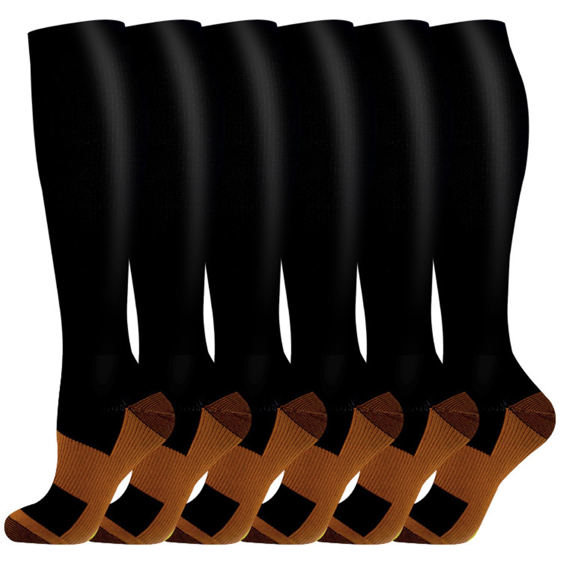 Mutig Kompressionsstrümpfe 6 Paar Lange Kompressionssocken für Damen & Herren (Sportsocken & Reisesocken, Bequem und Elastisch) Ideal für Sport, Reisen und Alltag