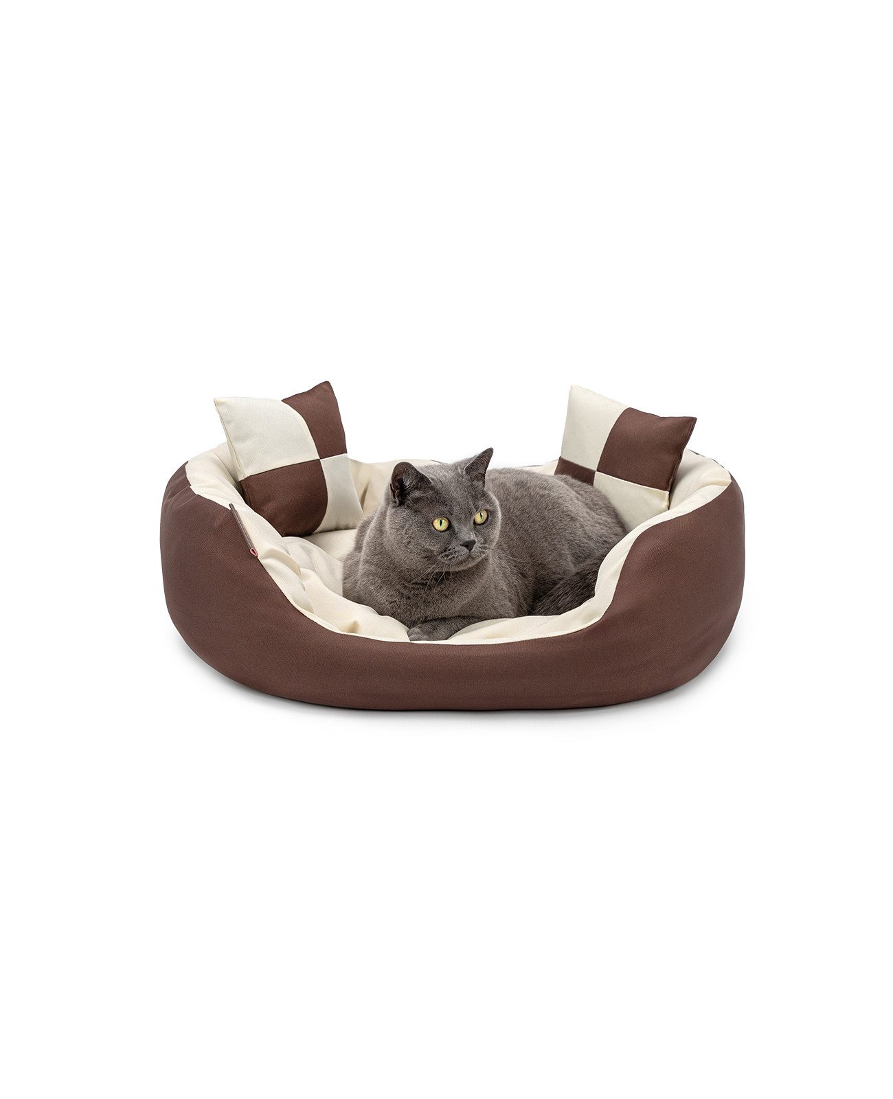 lionto Tierbett für Katzen, 4-in-1 Katzenbettchen wendbar, wasserabweisendes Textil, modern, wendbar, kratzfest & pflegeleicht