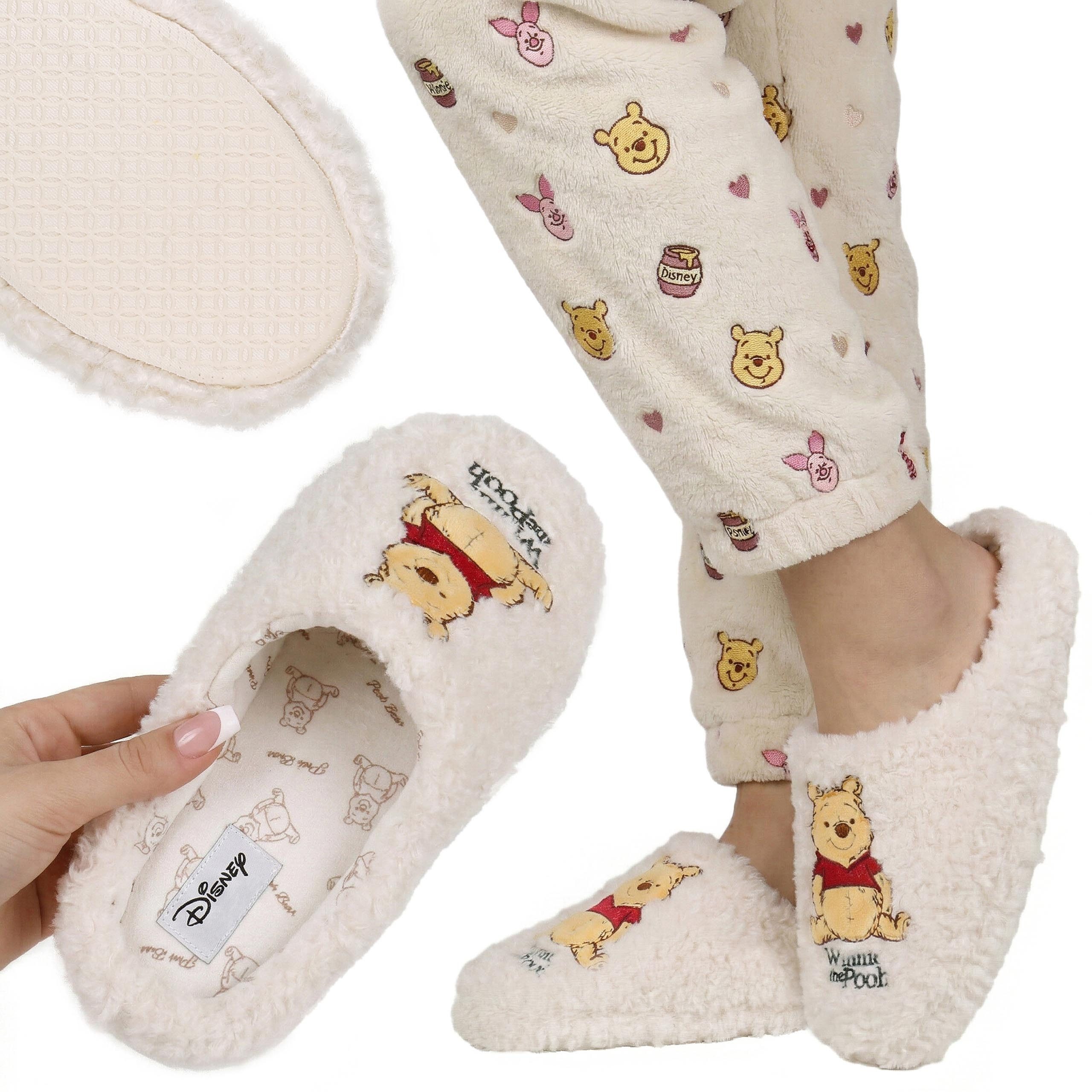 Winnie the Pooh rutschfeste Hausschuhe Damen, warm, weich, flauschig Plüsch Hausschuhe