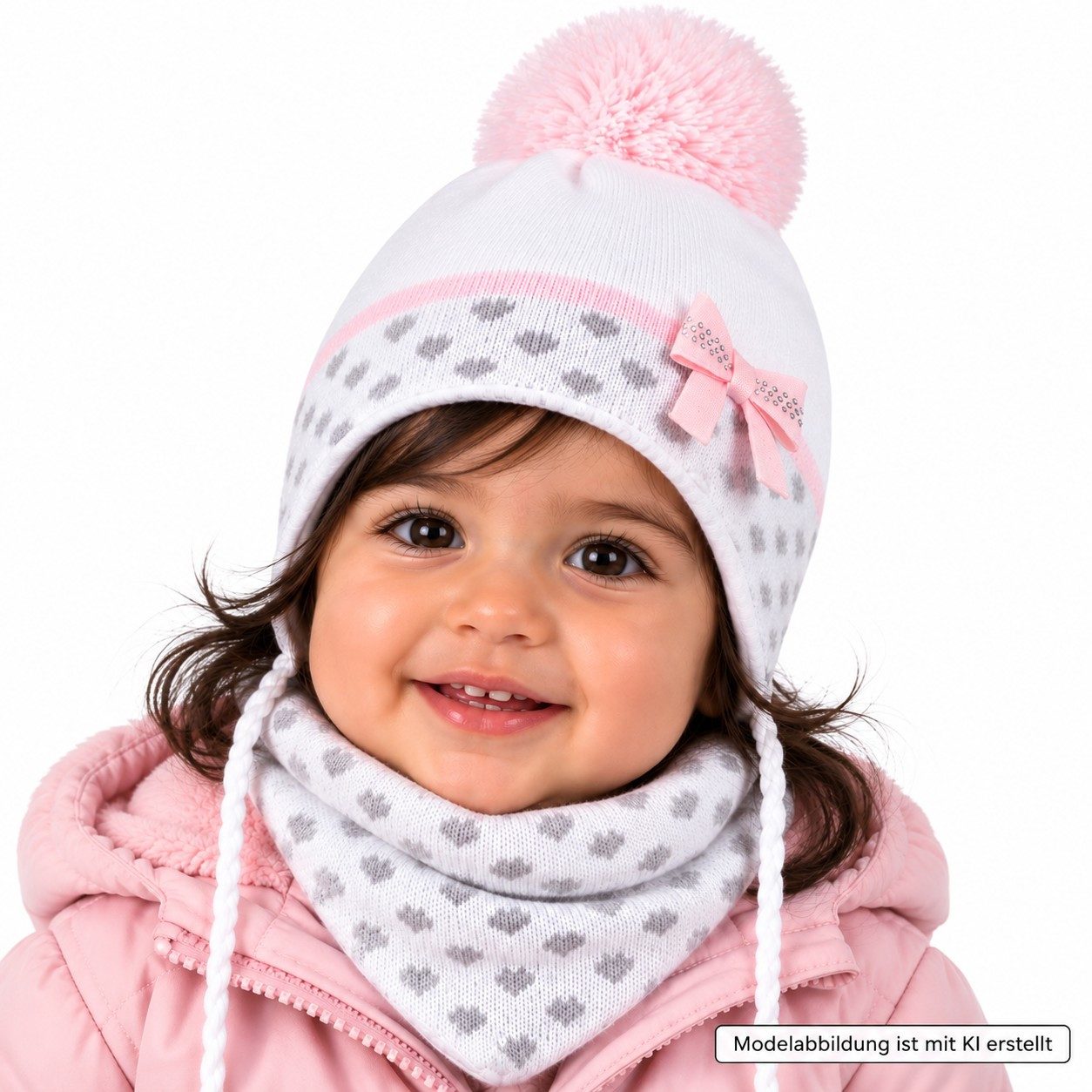Smarilla Mütze & Schal Babymütze Wintermütze Mütze Schal Dreiecktuch Winterset Bindebänder