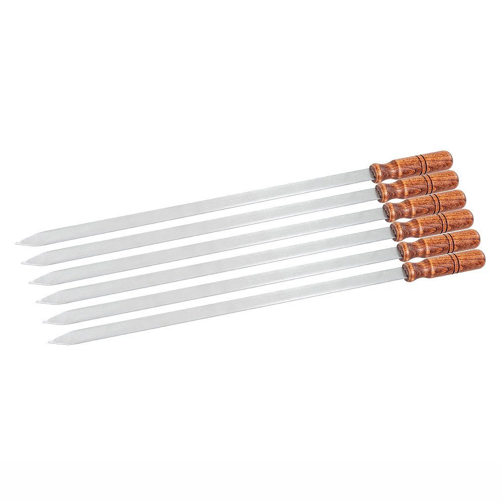 BEM Schaschlikspieße ADANA Premium Grillspieße mit Tasche (Edelstahl Grillspieße für Kebab Schaschlik und Fleisch, 6-St., 60 cm lang mit Holzgriffen und Aufbewahrungstasche), ideal für Adana Kebab Rumpsteak Schweinelende Lamm Schweinenacken