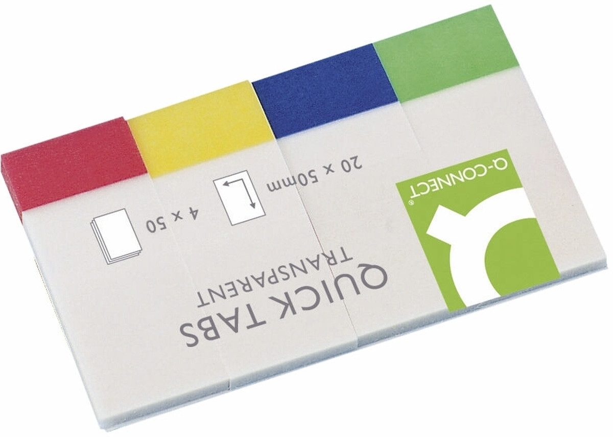 Connect Haftnotizblock Haftstreifen 19x43mm transparent farbig sortiert VE=4x40 Blatt