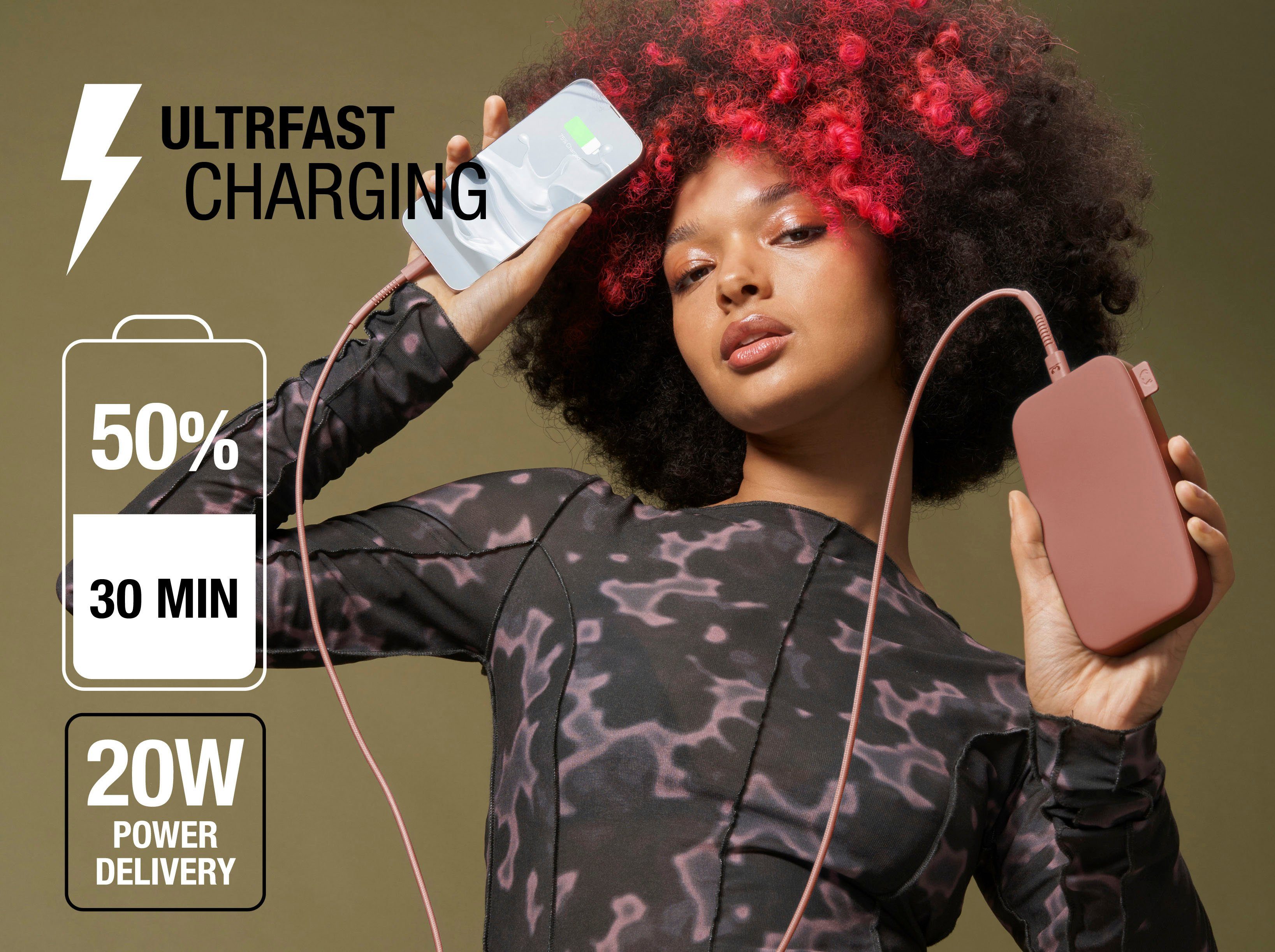Powerbank Charge Fresh´n Rebel rot PD & mit Pack 20W USB-C, 18000mAh Ultra Power Fast