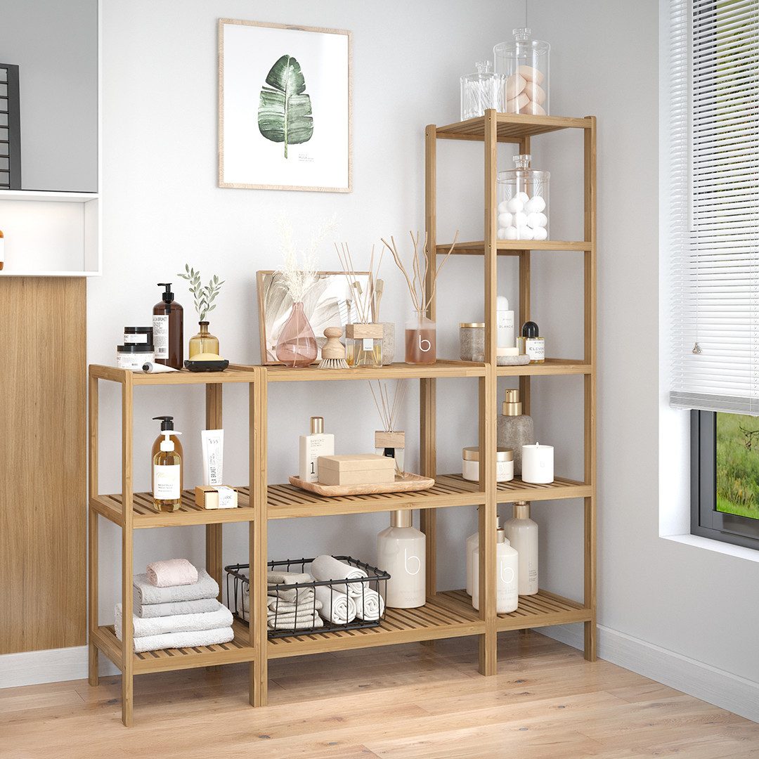 Bellamio Badregal Newa aus Bambus, 5 Ebenen, natürliches Standregal lackier günstig online kaufen