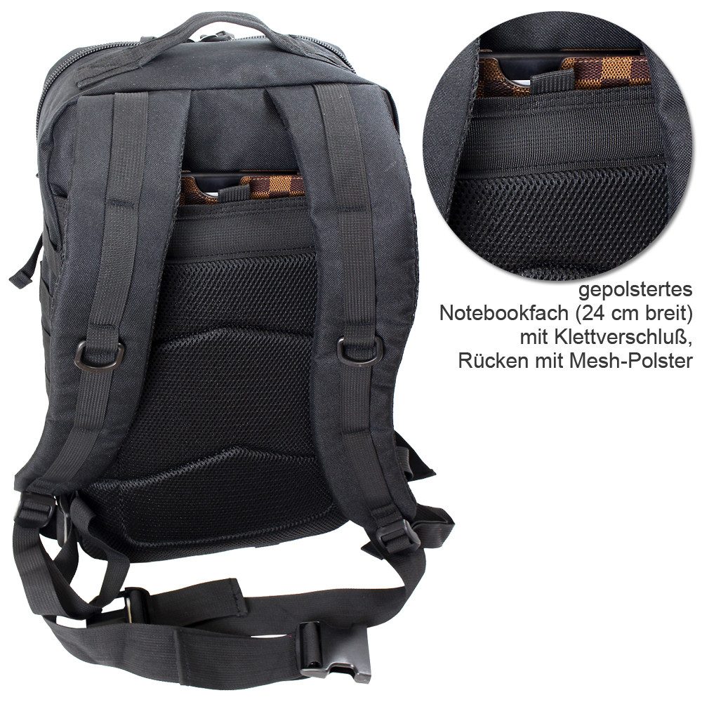 BAG STREET INTERNATIONAL Rucksack Groß XXL 40 L Outdoor gepolstert Military Molle Backpack, mit Tabletfach im Rücken