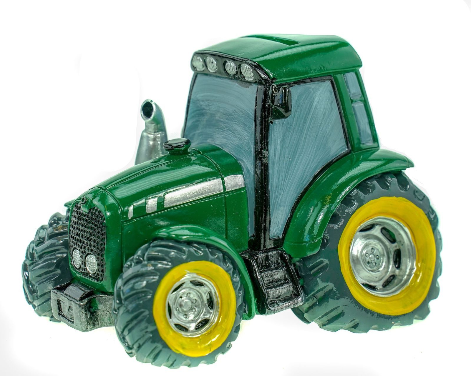 Kremers Schatzkiste Spardose Spardose Traktor grün Deko Sparschwein Figur Bauer Bauernhof – Bild 2 von 5