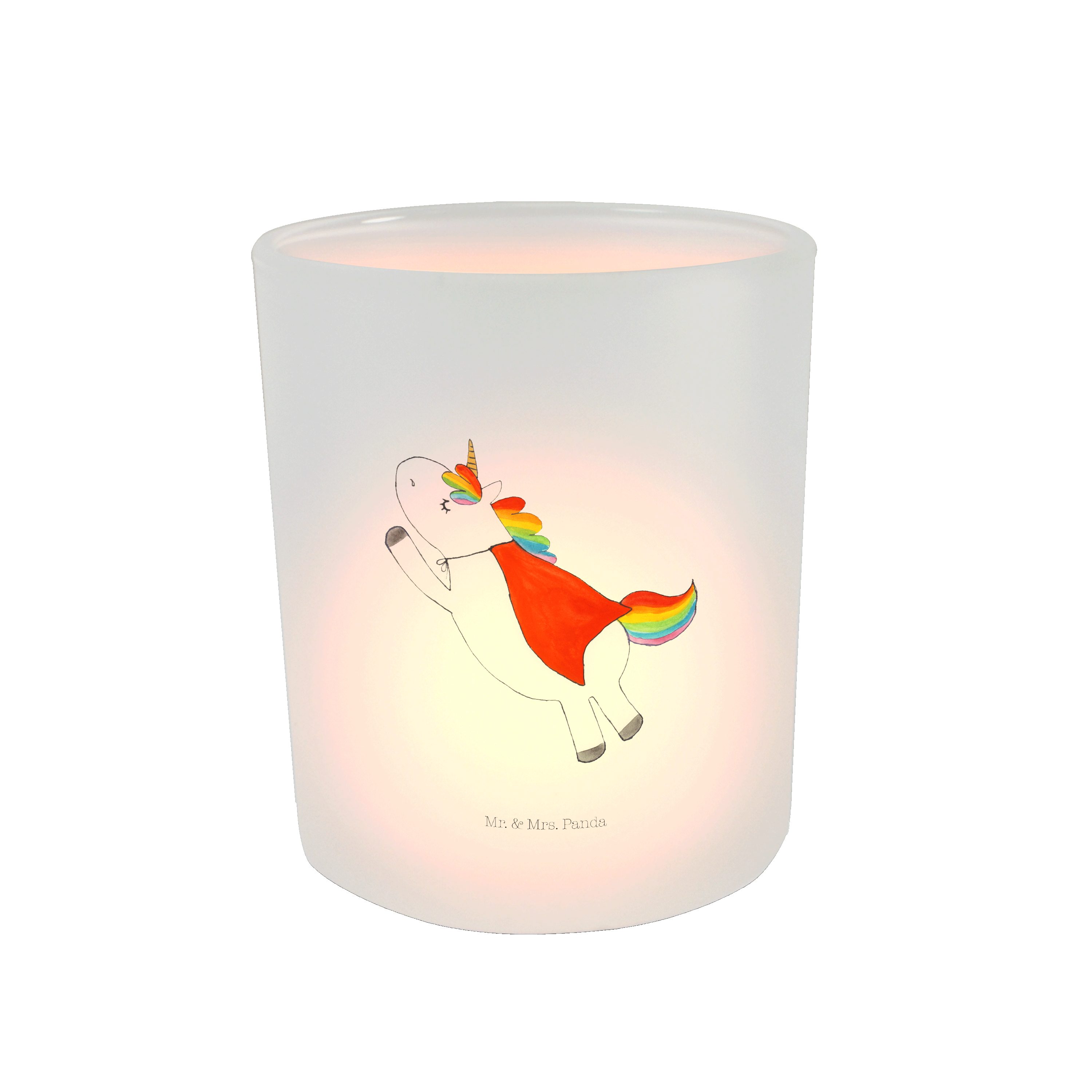 Mr. & Mrs. Panda Windlicht Einhorn Geburtstag - Transparent - Geschenk, Windlicht Kerze, Einhorn (1 St), Stimmungsvolle Beleuchtung