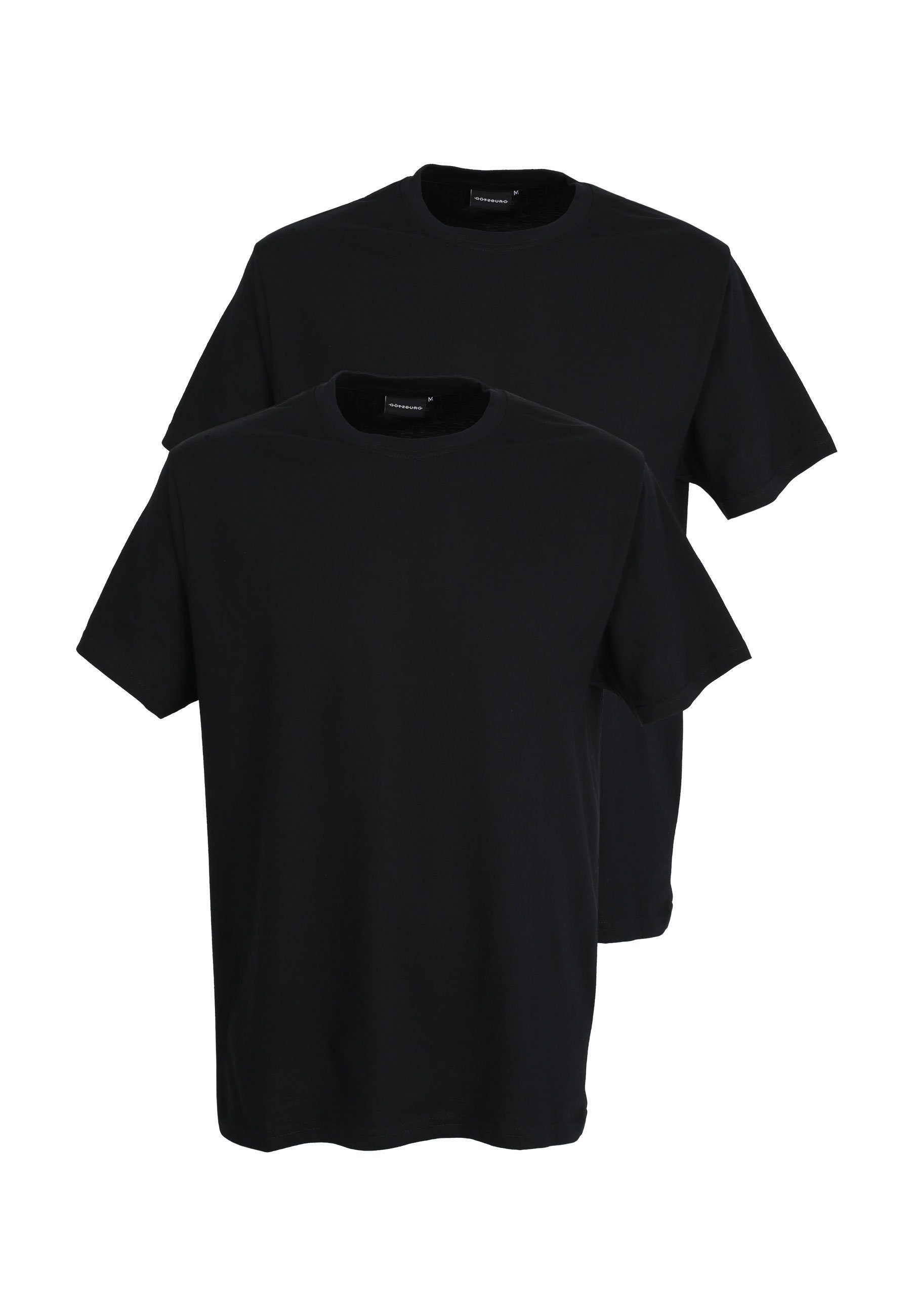 2er T-Shirt (2-St) GÖTZBURG black uni Unterziehshirt Pack Herren GÖTZBURG schwarz