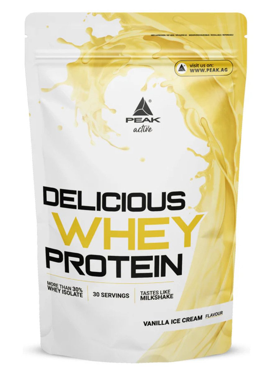PEAK Delicious Whey 900 g aus Whey Konzentrat & Whey Isolat Protein Eiweiß Pulver, 1 er Beutel à 900 g, Geschmack, Protein