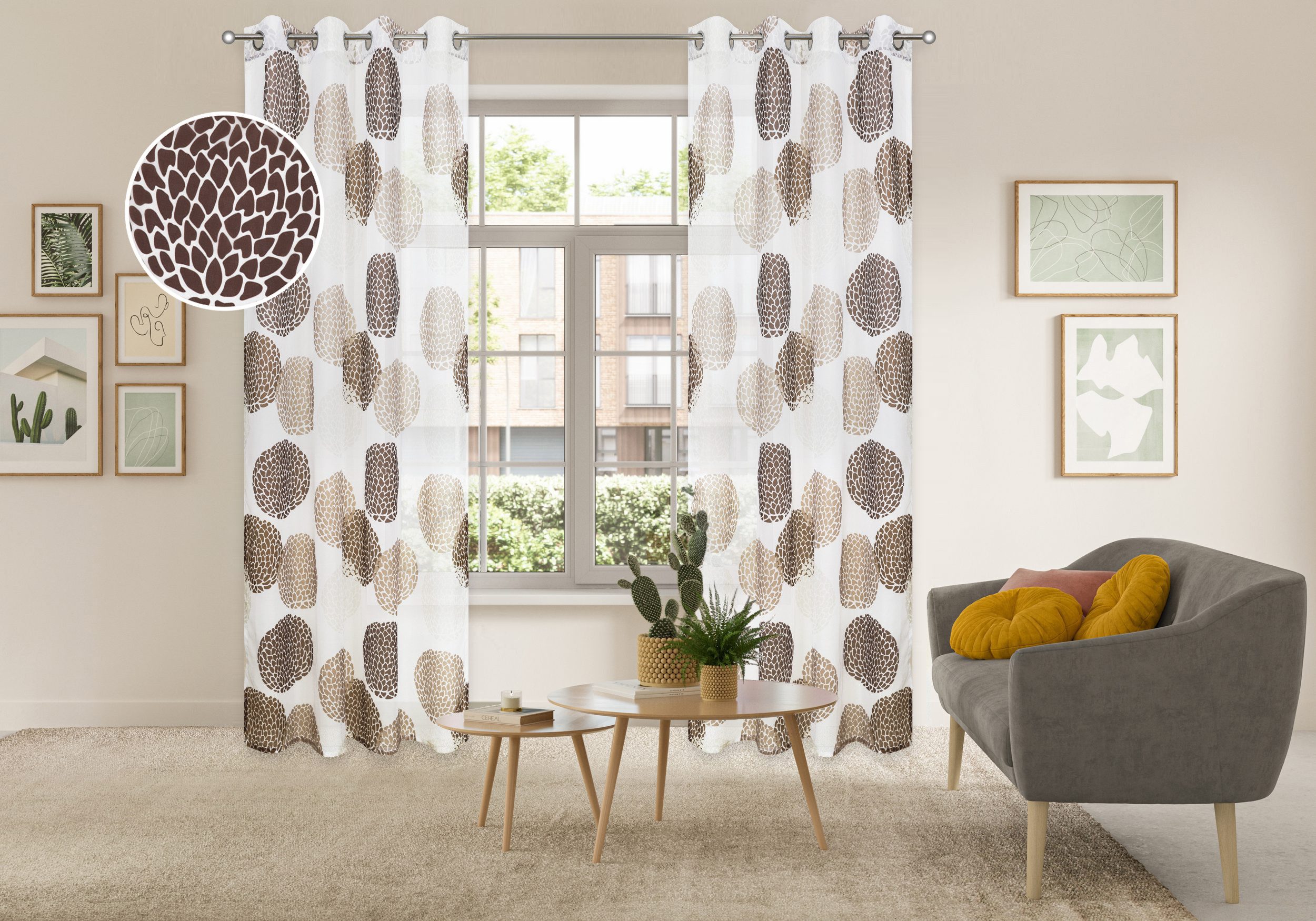 OTTO home Gardine BELEM (1 St), Ösen, transparent, Polyester, 1 Schal, Polyester, Kreise