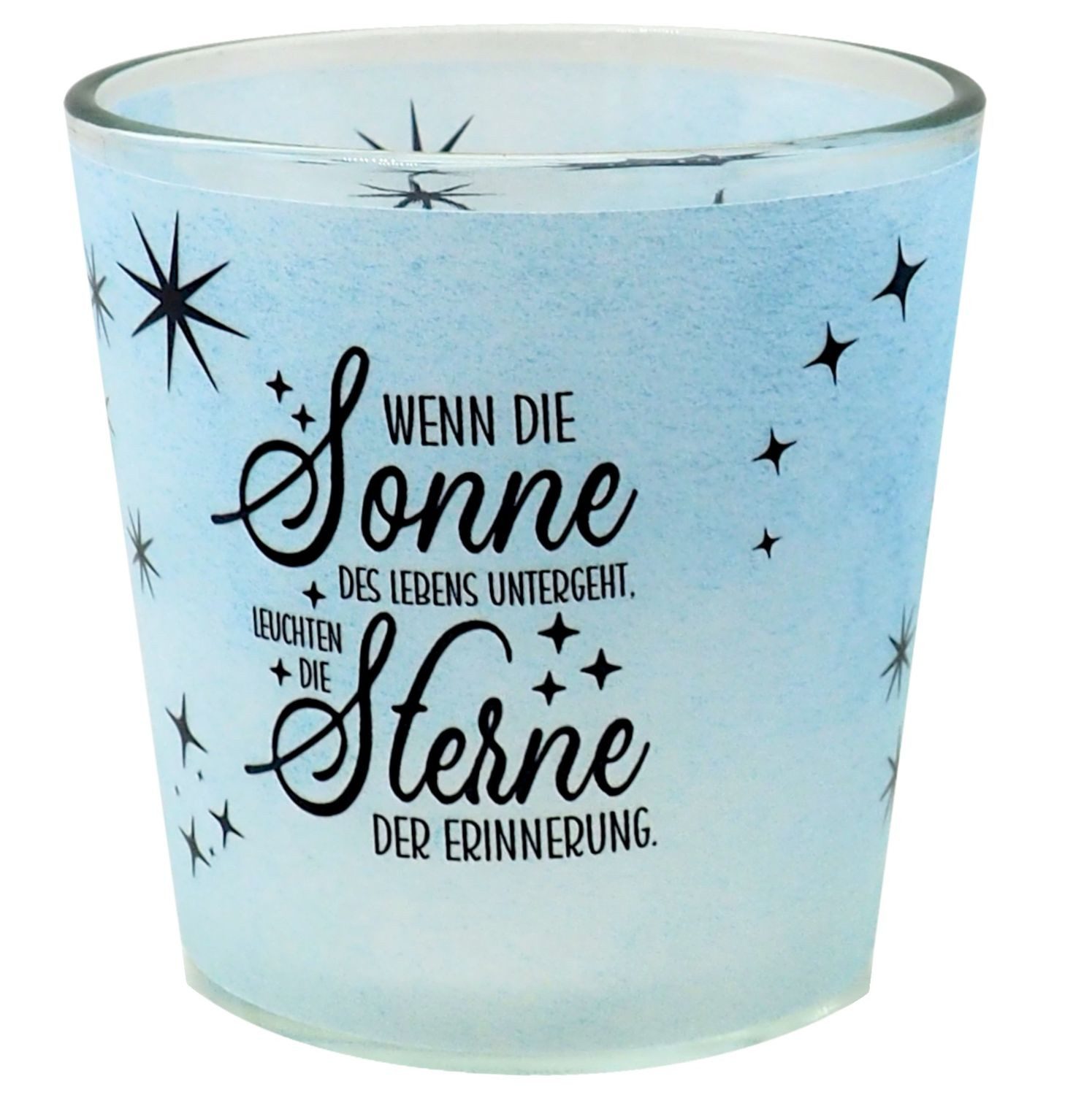 ZauberDeko Windlicht Windlicht Banderole Sterne Anteilnahme Trauer PERSONALISIERT 7,5cm H