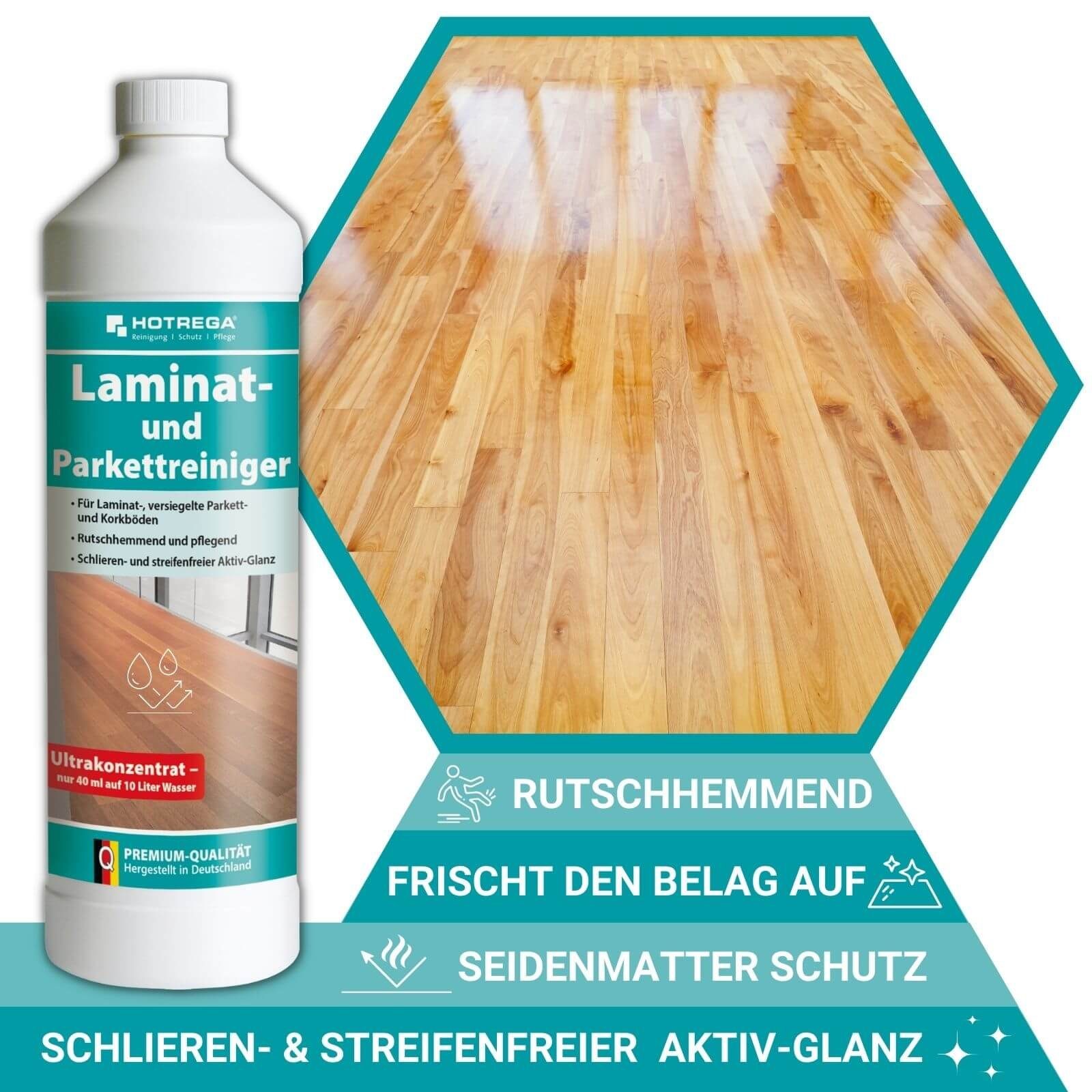 Reiniger Parkett 1 Konzentrat Laminatreiniger Laminat HOTREGA® Liter und