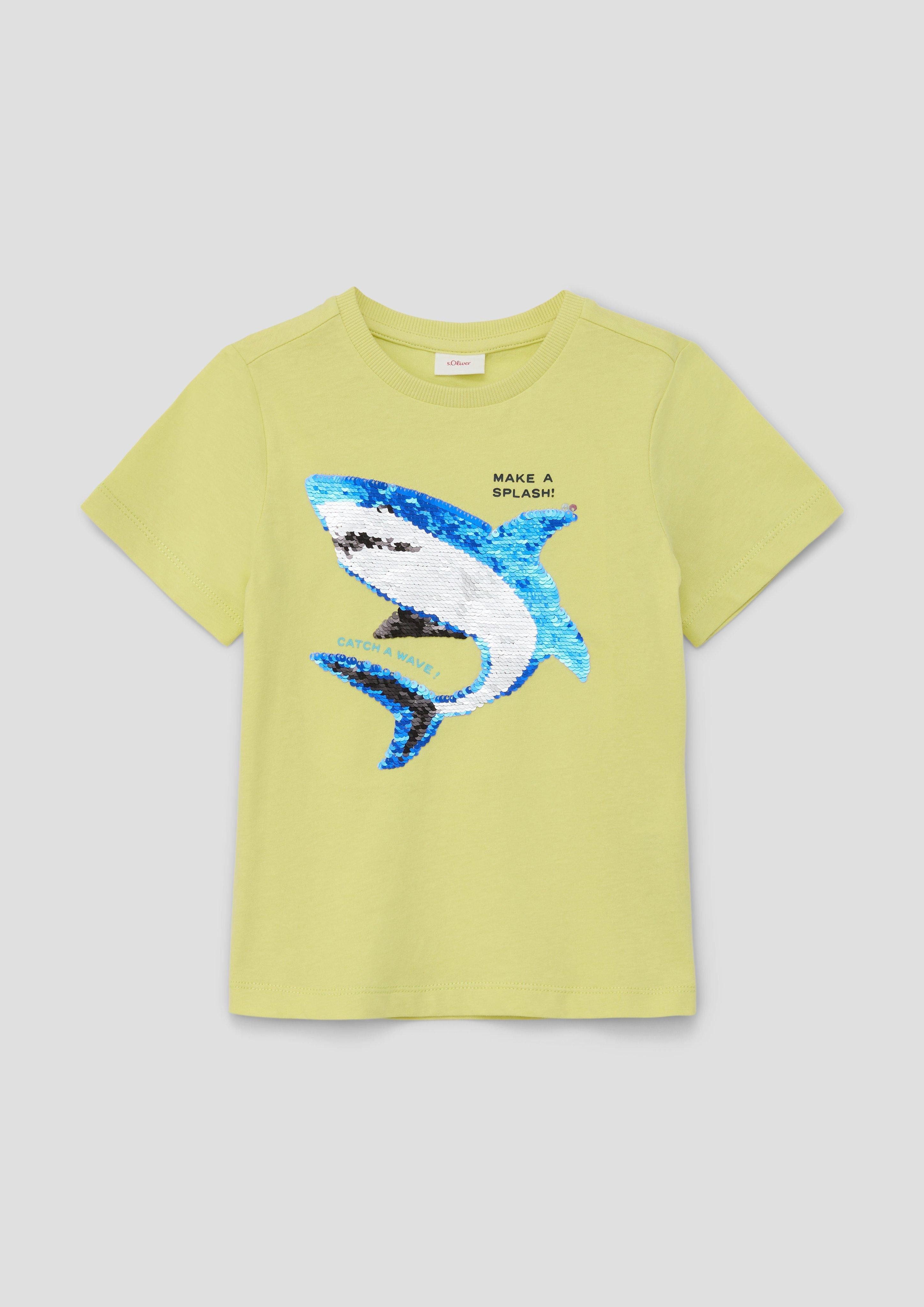 Kurzarmshirt T-Shirt mit Wendepailletten