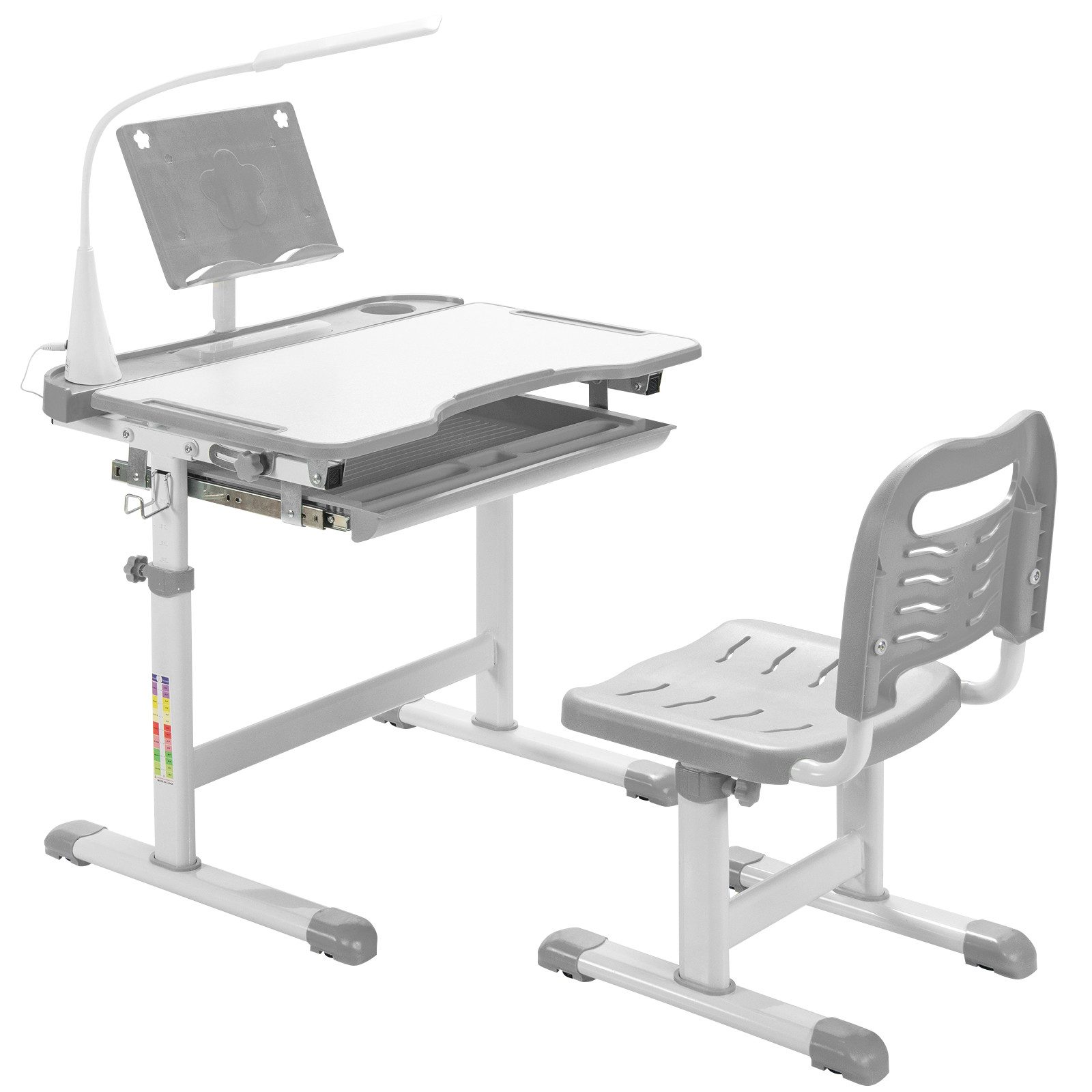 COSTWAY Kinderschreibtisch, mit Stuhl & Lampe, günstig online kaufen